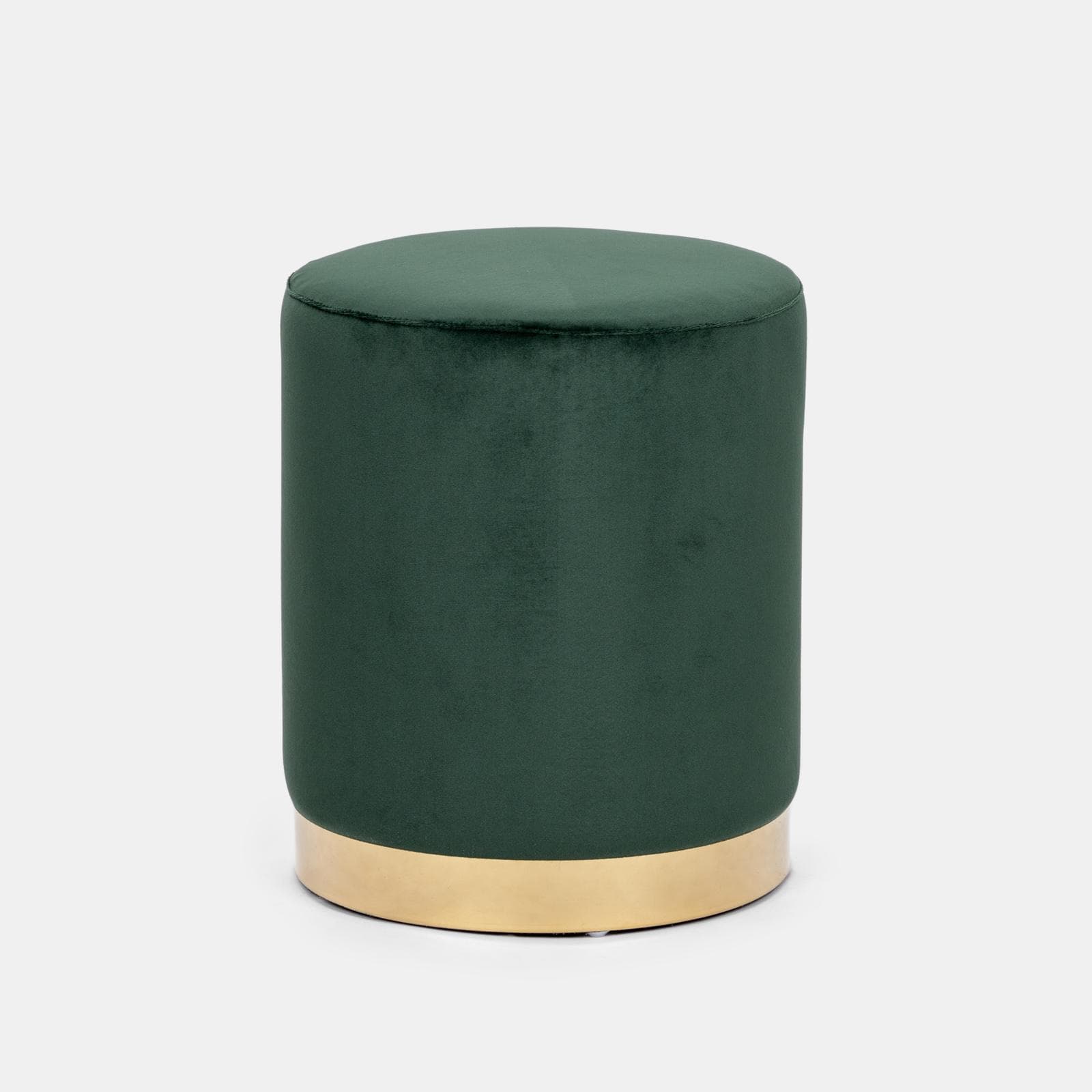 Pouf 35 cm velluto verde con base oro - Elenor