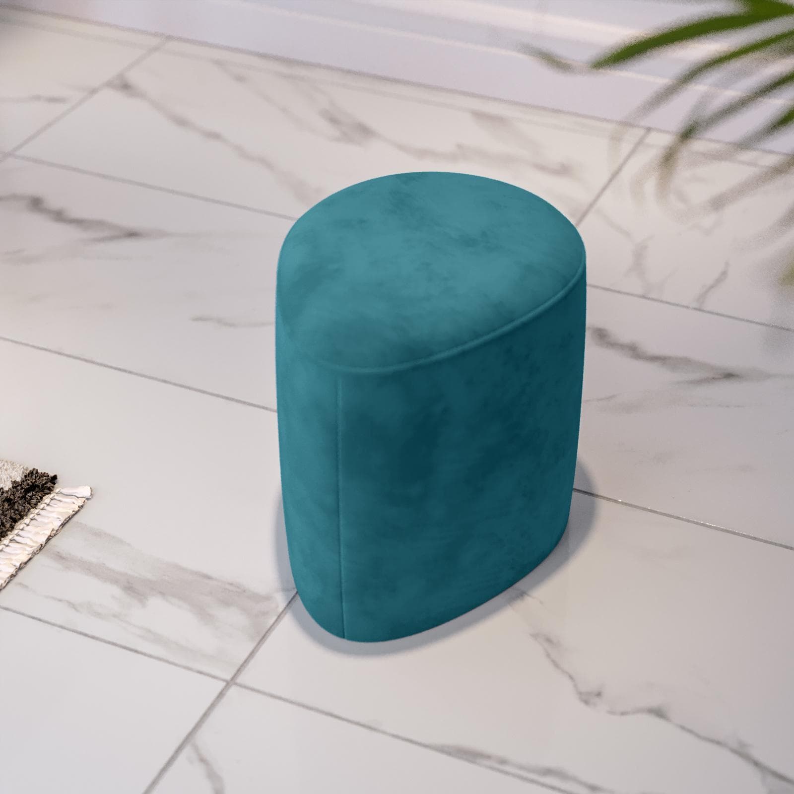 Pouf a goccia 35x45 cm in velluto blu petrolio - Tear