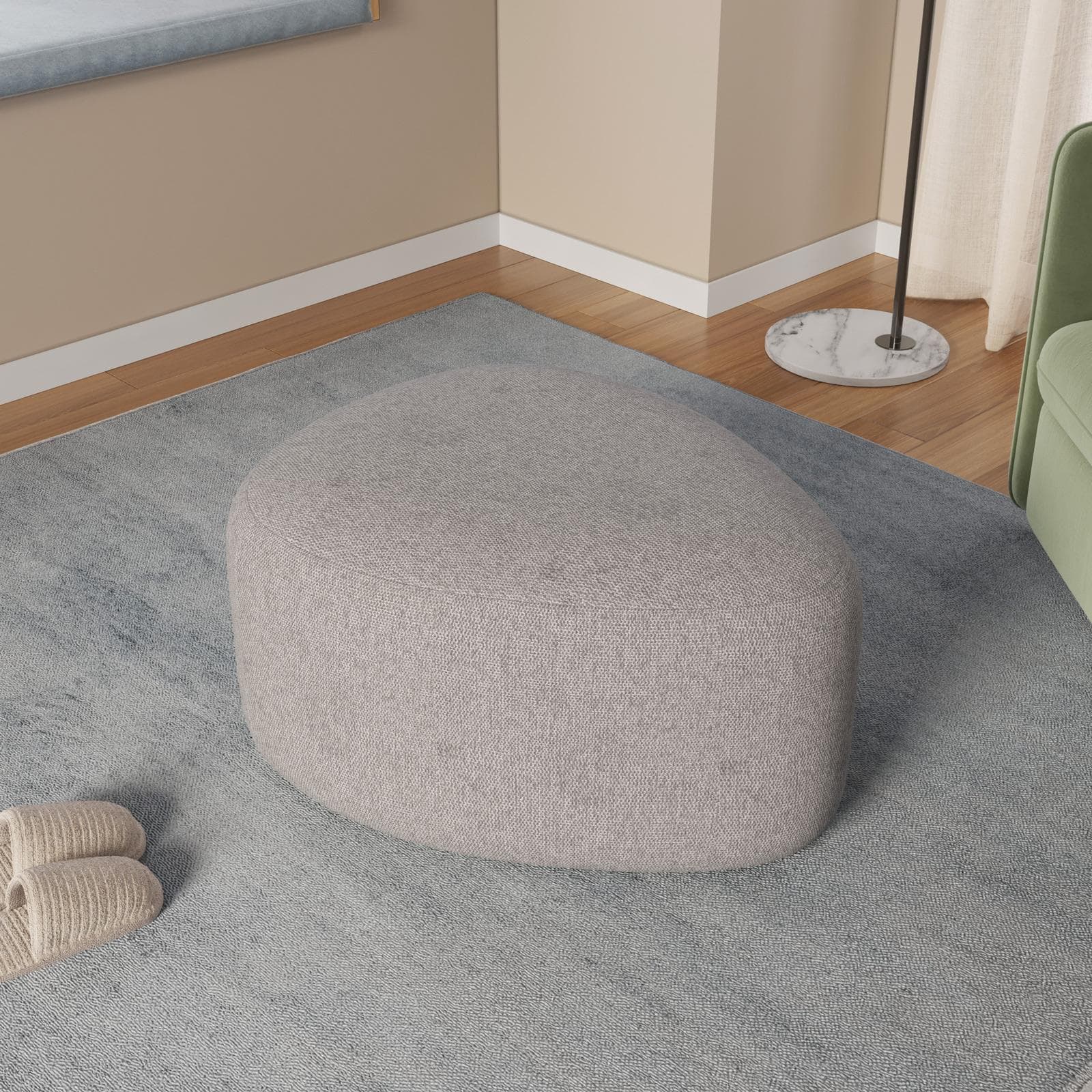 Pouf a goccia 60x33h cm in tessuto effetto maglia grigio ghiaccio - Graziana