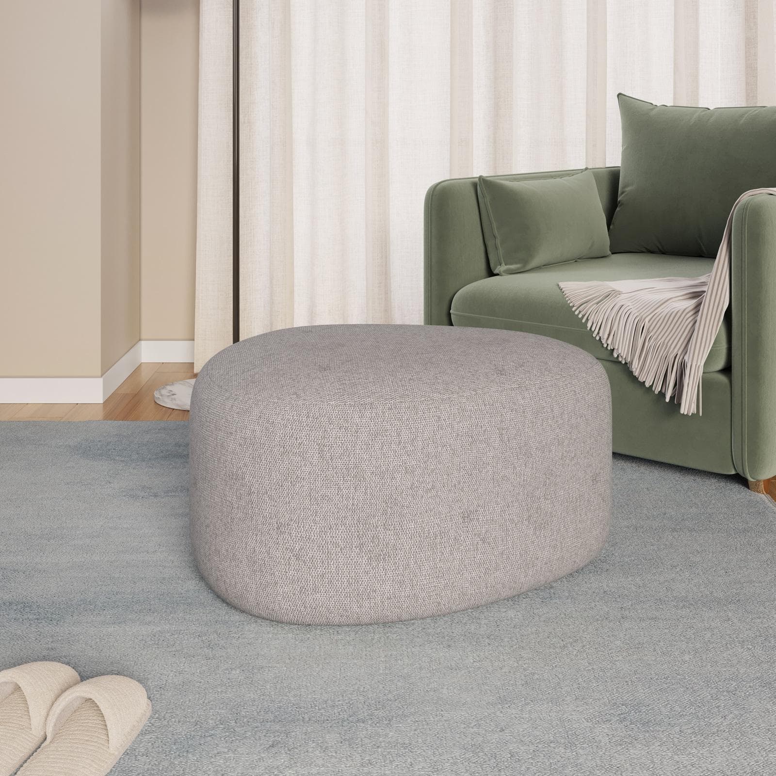 Pouf a goccia 60x33h cm in tessuto effetto maglia grigio ghiaccio - Graziana