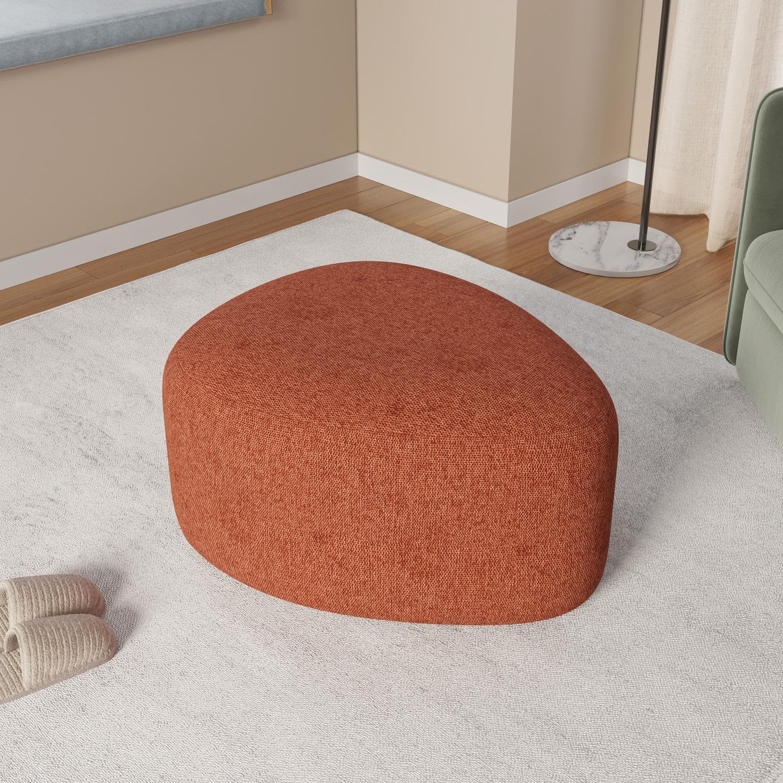 Pouf a goccia 60x33h cm in tessuto effetto maglia ruggine - Graziana