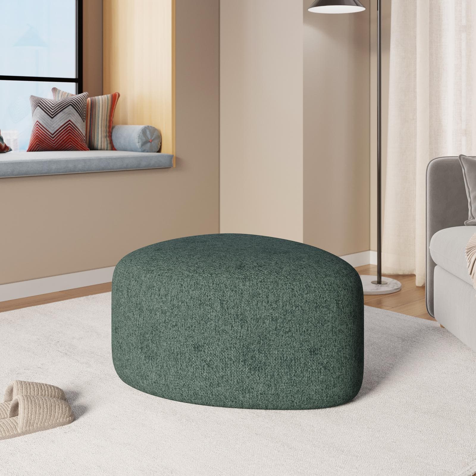 Pouf a goccia 60x33h cm in tessuto effetto maglia verde - Graziana