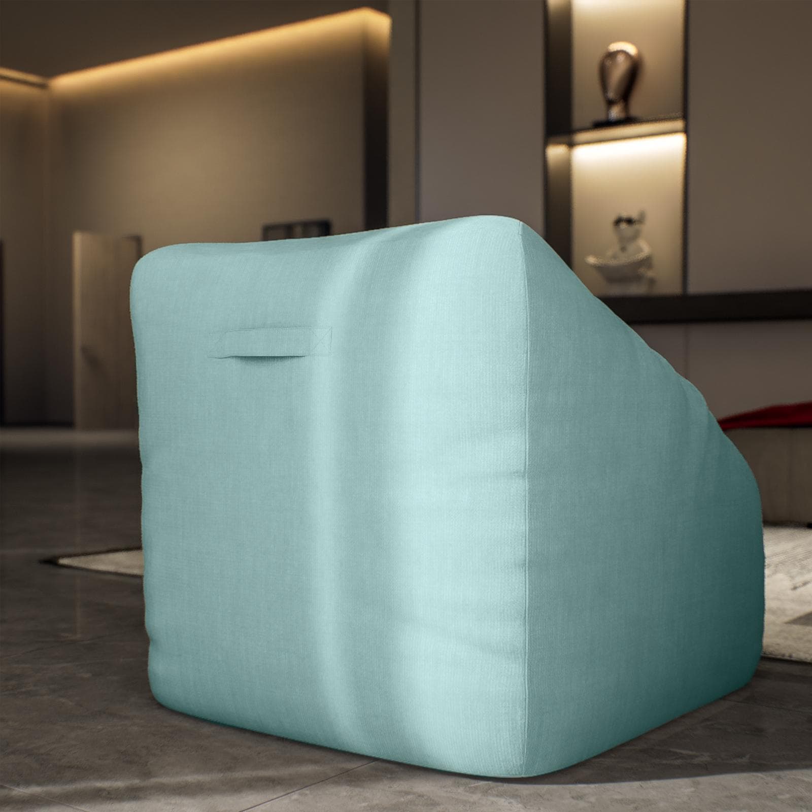 Pouf poltrona in tessuto olefin verde acqua - Baku