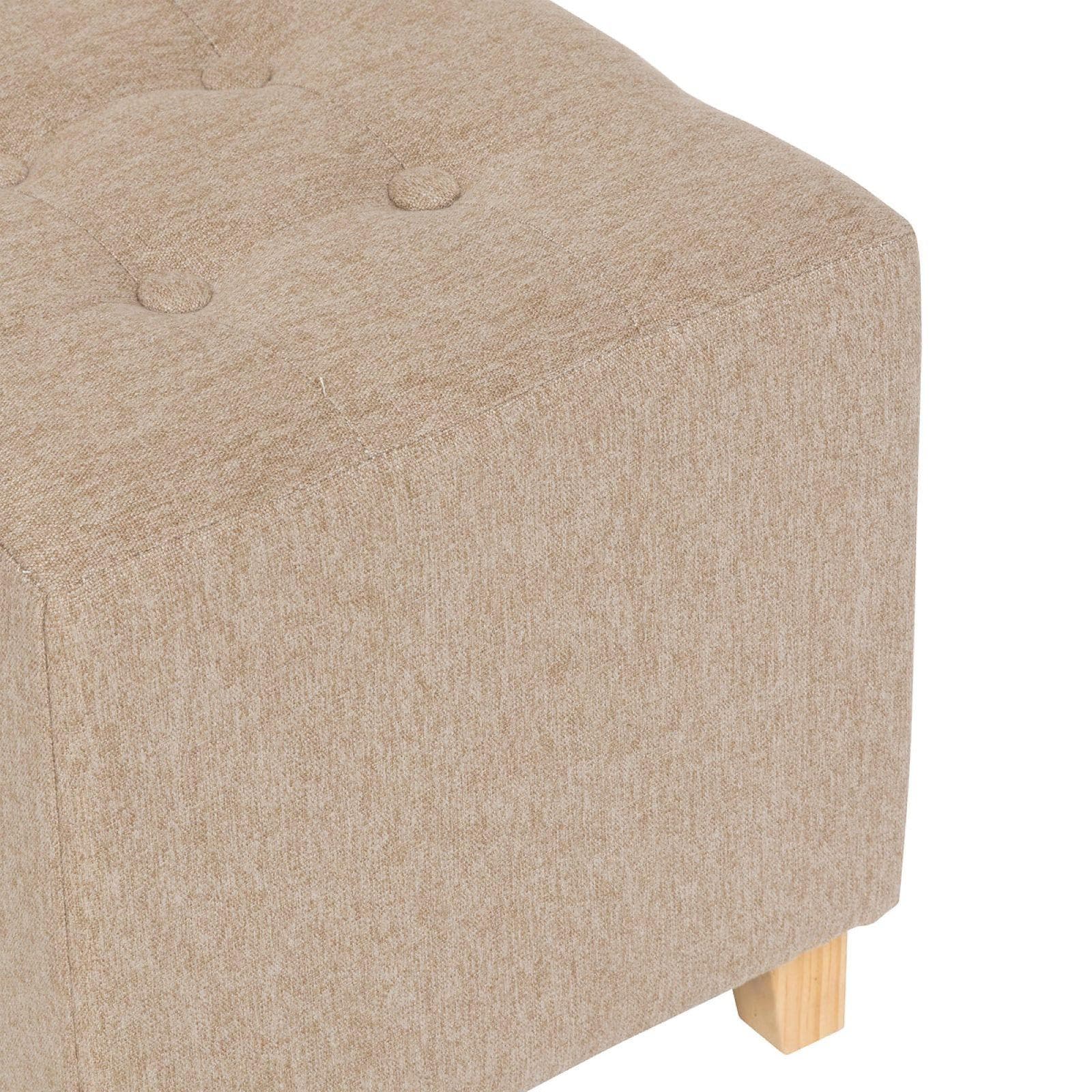 Pouf quadrato 35x35 cm in tessuto melange tortora e gambe in legno - Ysabel