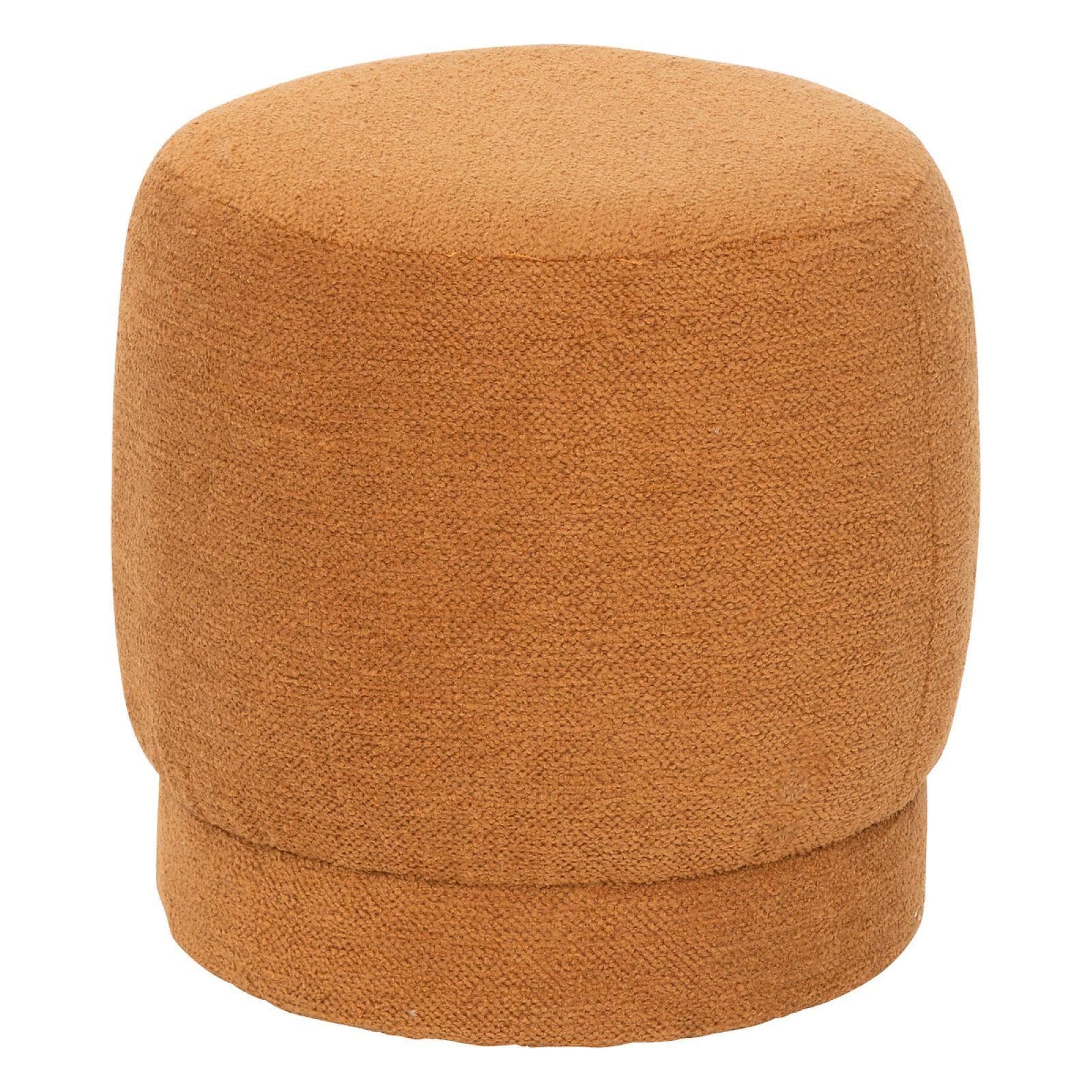 Pouf rotondo 39 cm in tessuto micro teddy ruggine - Melilla