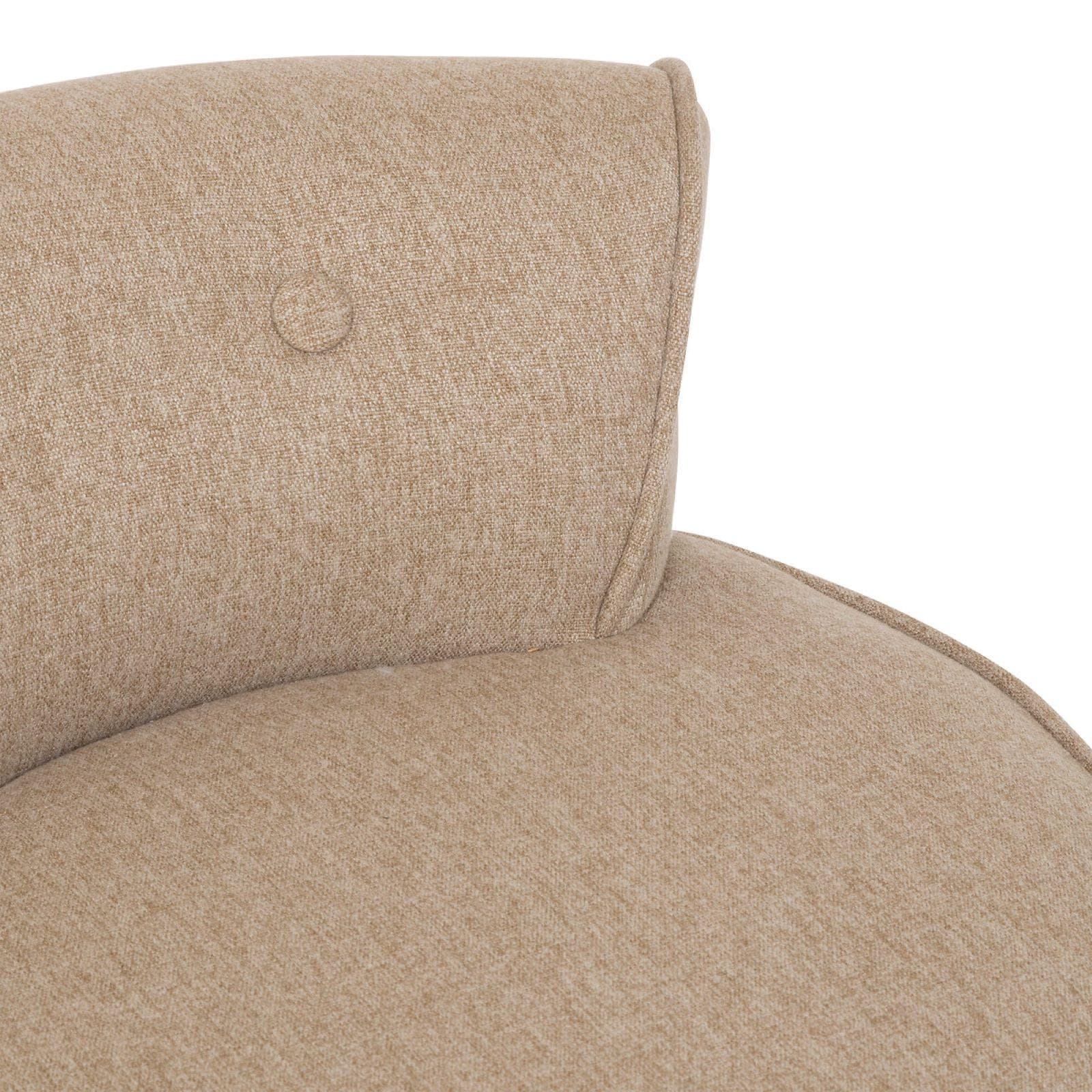 Pouf rotondo 49 cm in tessuto melange tortora e gambe in legno - Ysabel
