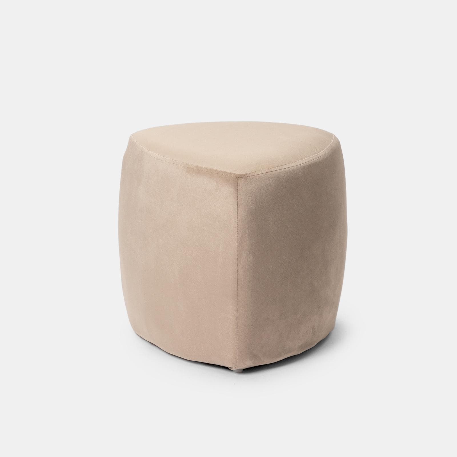 Pouf triangolare 43 cm in velluto tortora imbottito - Joyner