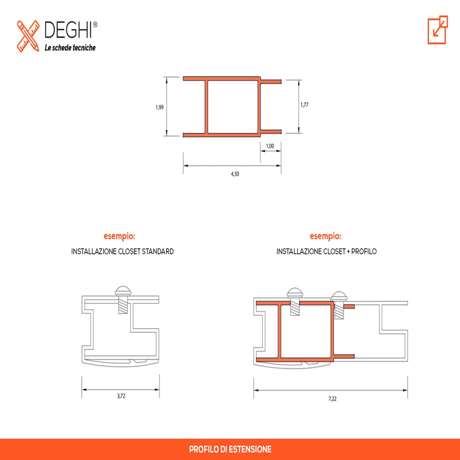 Profilo di estensione 3,5 cm in alluminio cromato per box doccia - Closet