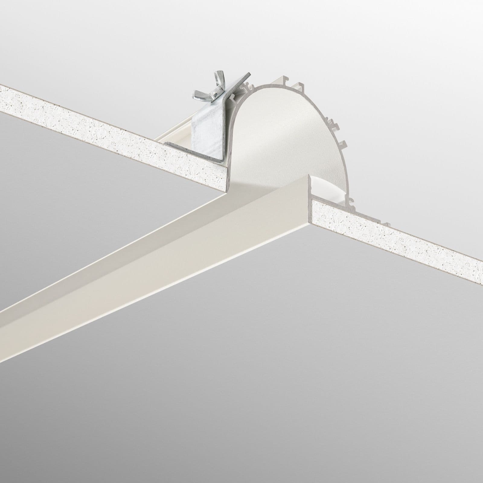 Profilo a veletta 200x9,5 cm in alluminio bianco con diffusore opale - Golly