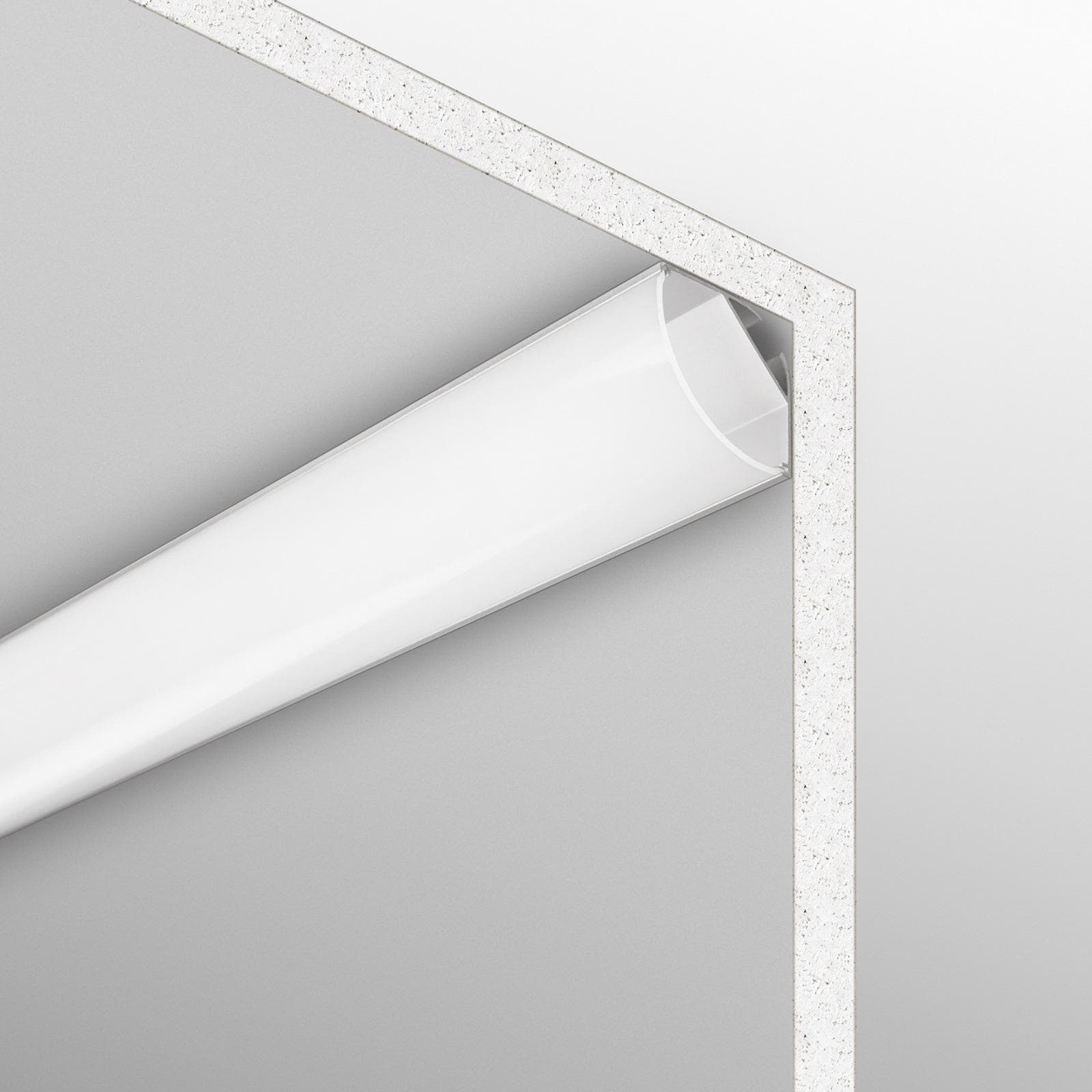 Profilo a parete 200x1,5 cm con diffusore curvo in alluminio silver - Yony