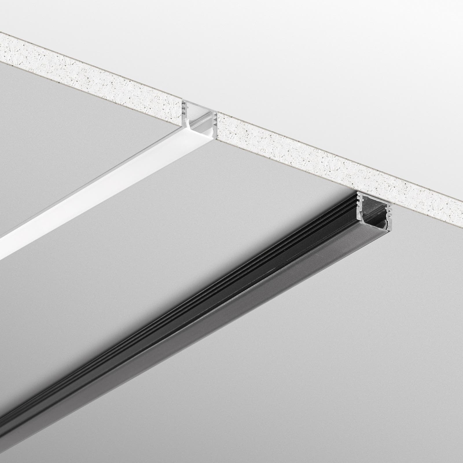 Profilo 200x1,2 cm in alluminio nero con installazione ad incasso o a superficie - Bogar