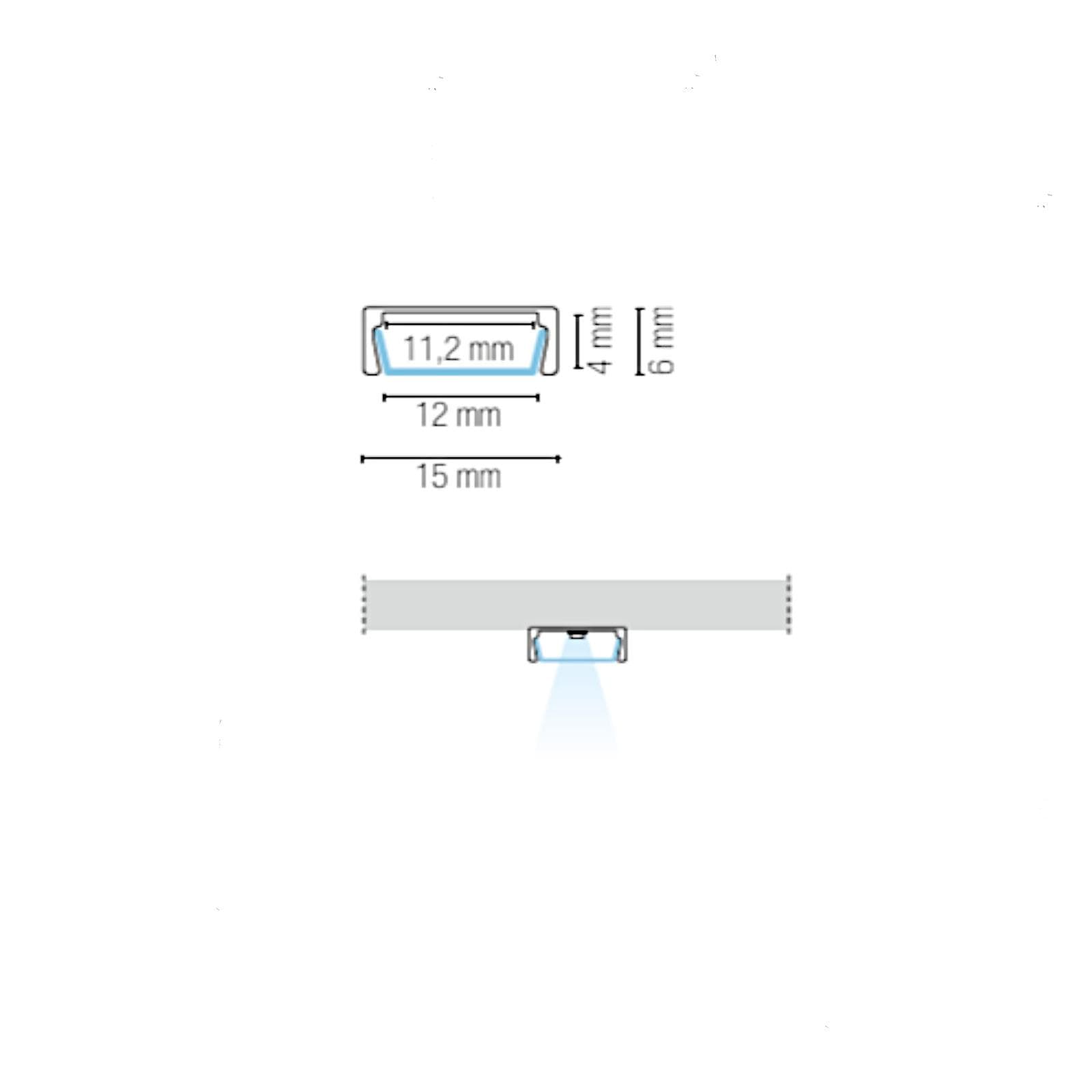 Profilo installazione a superficie 200x1,2 cm in alluminio silver con diffusore opale - Syro