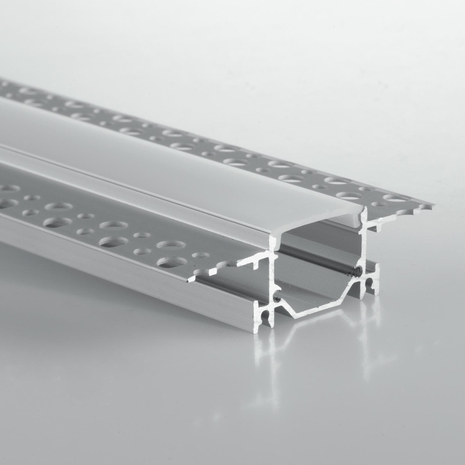 Profilo a rapido fissaggio 200x6,2 cm in alluminio silver con diffusore opale - Madamy