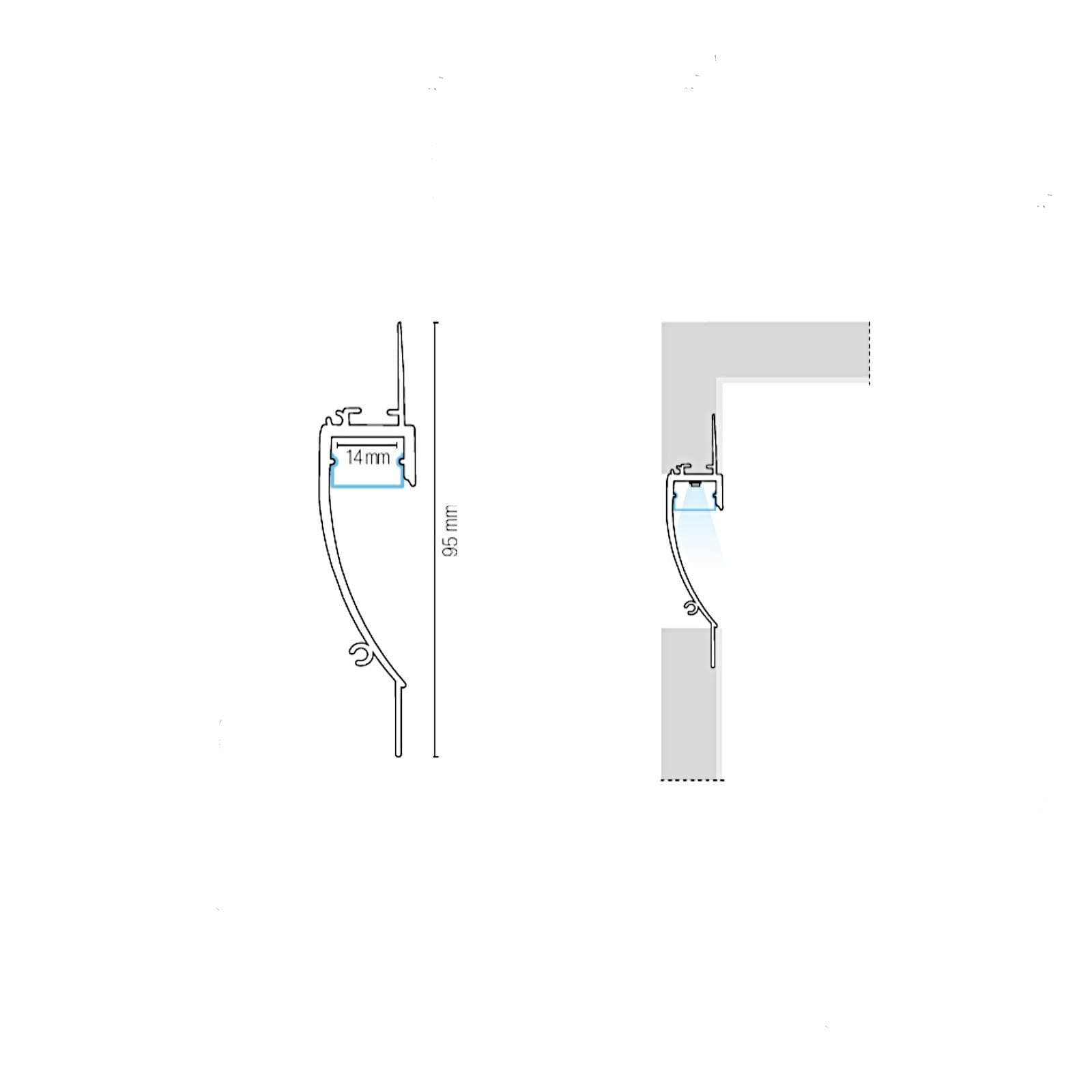 Profilo led a veletta 2 m in alluminio bianco - Tomyn