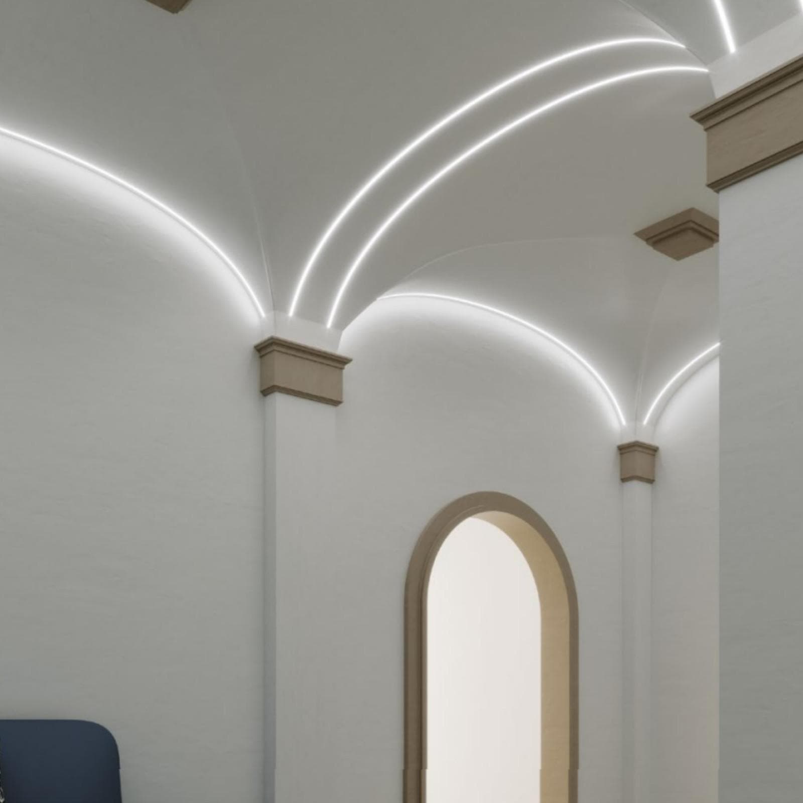 Profilo flessibile 200x1,2 cm in alluminio silver installazione su superficie curva - Flessy