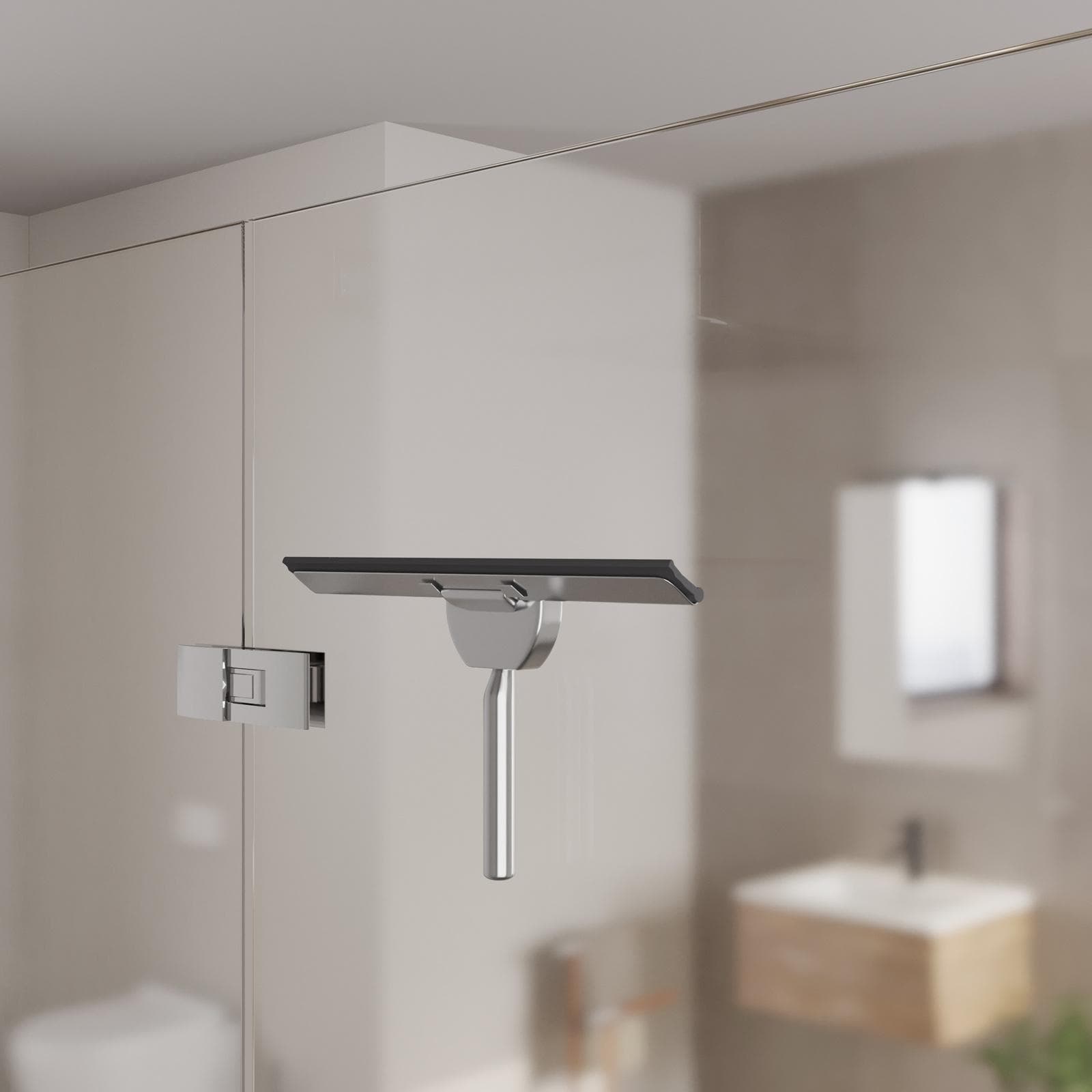 Tergivetro in acciaio inox cromo con ganci a muro e ventosa