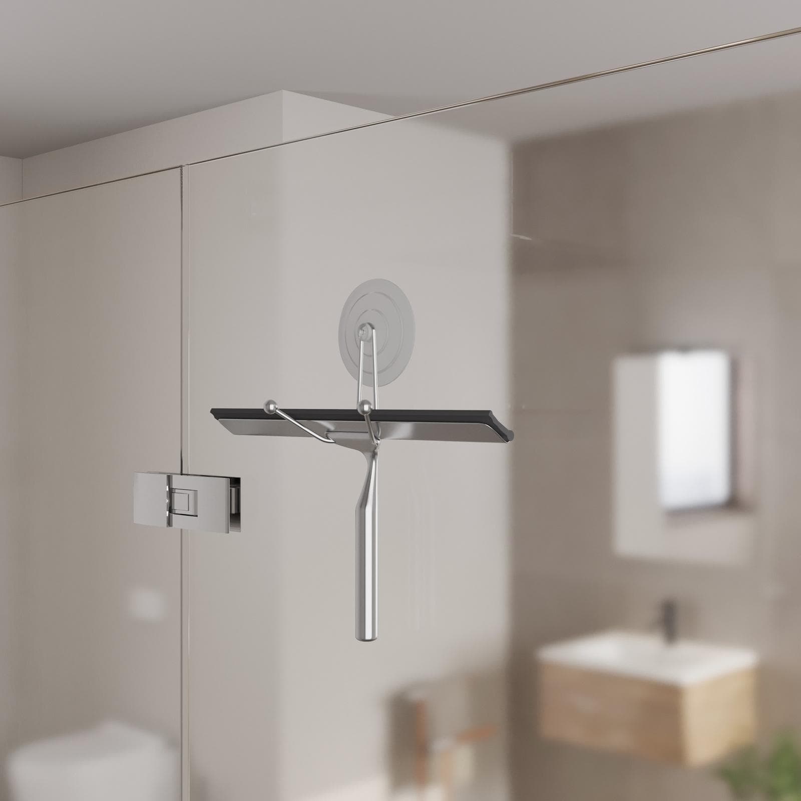 Tergivetro in acciaio inox cromo con ganci a muro e ventosa