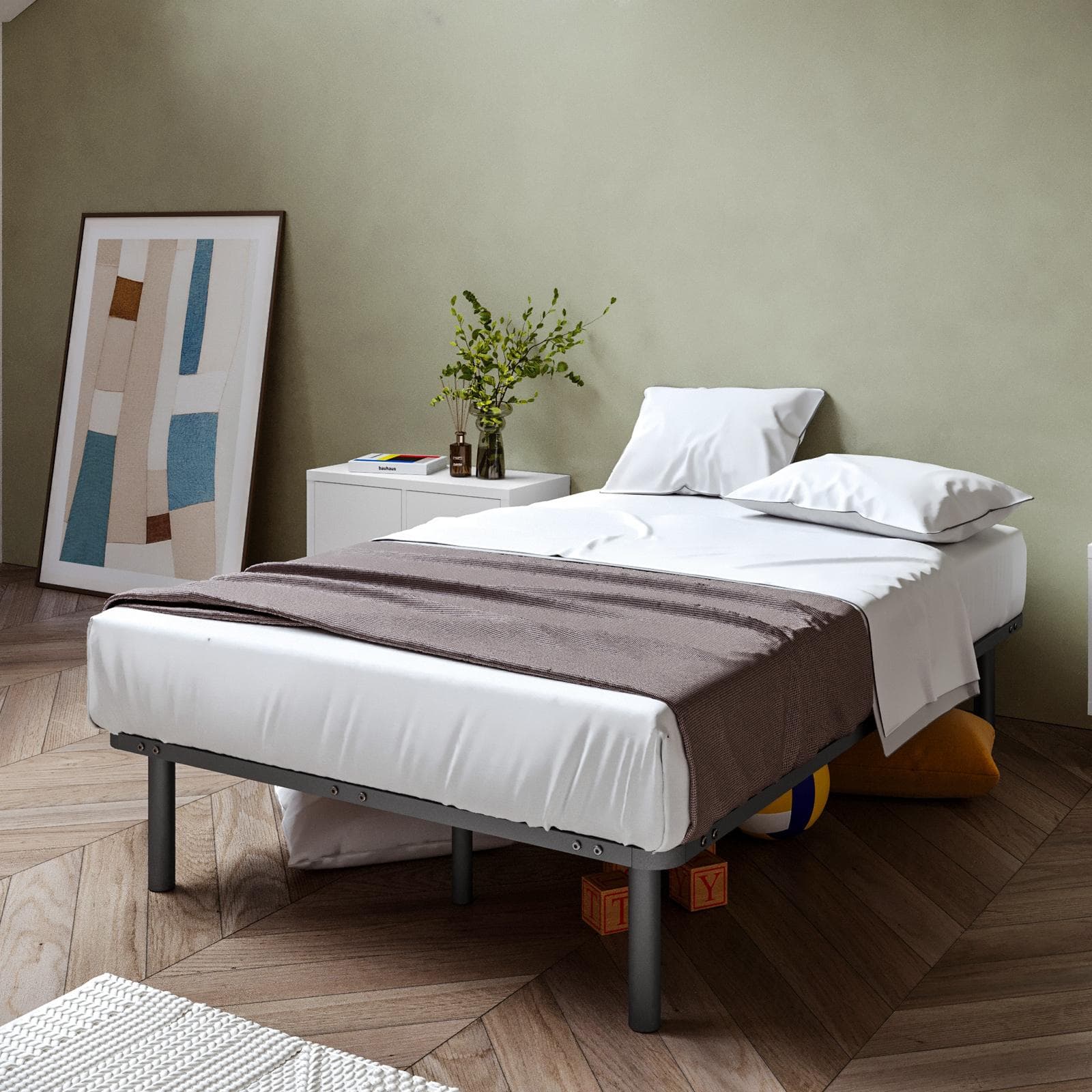 Rete a doghe per letto una piazza e mezza 120x190 cm con piedini