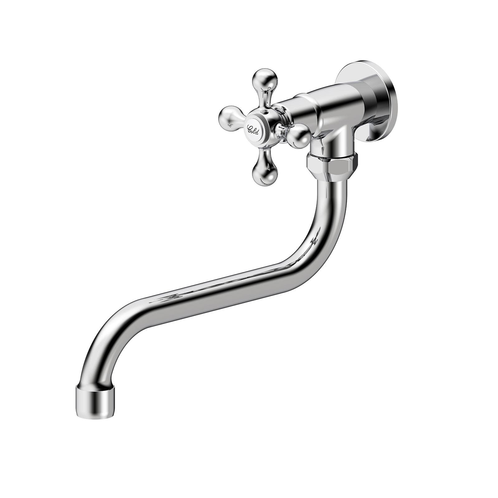 Rubinetto a muro per lavello in ottone con canna orientabile cromo - Niru