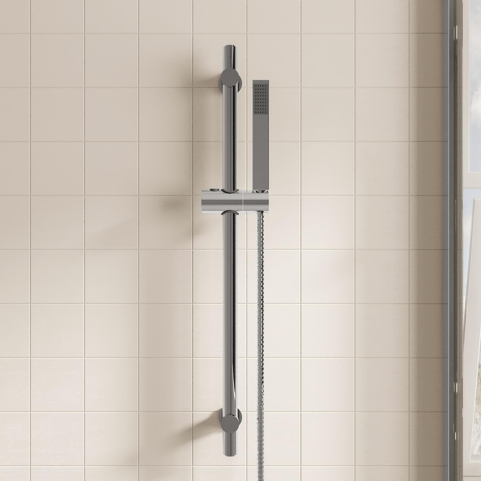 Saliscendi con set doccino quadro cromo - Acq+