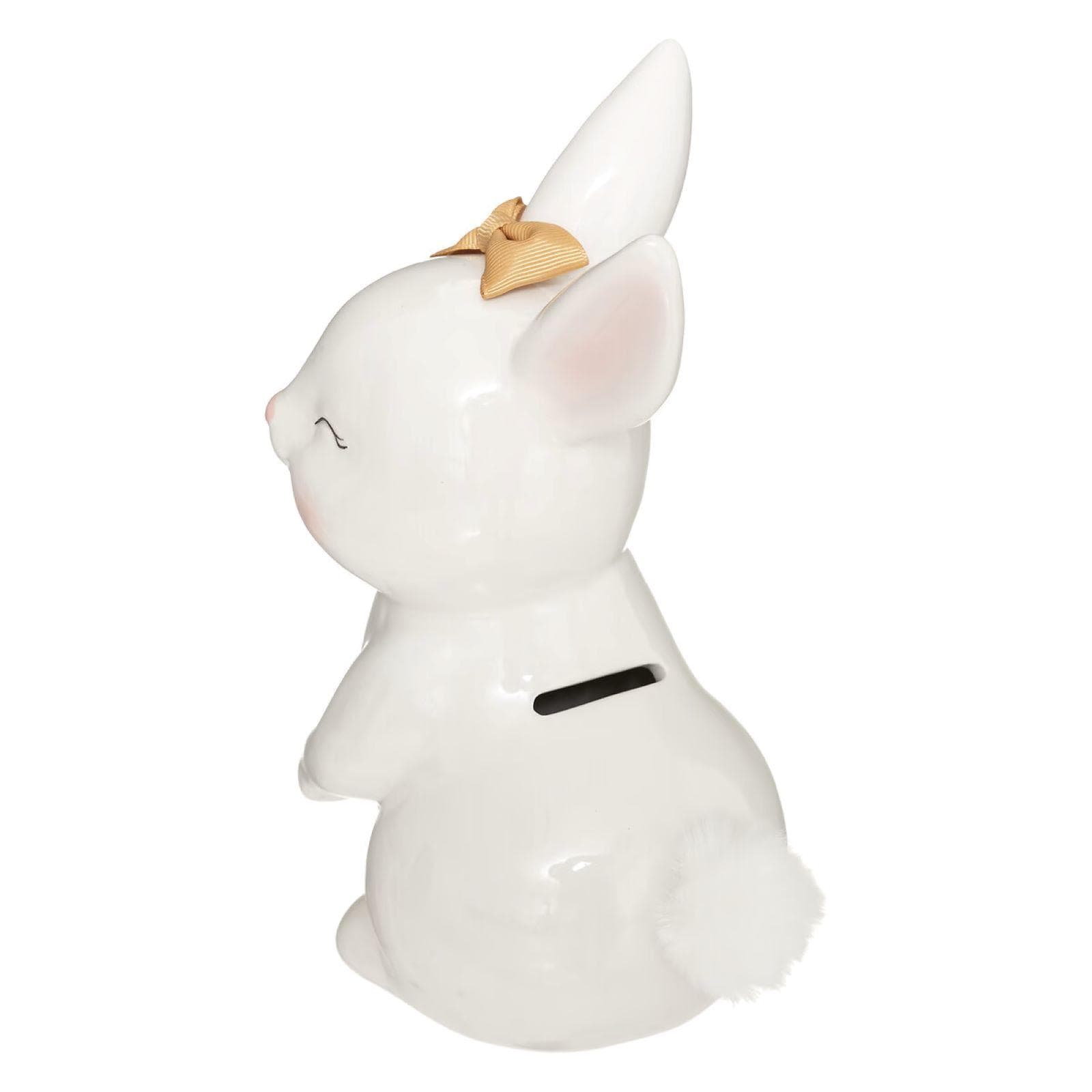 Salvadanaio per bambini 22h cm coniglio in ceramica bianco - Kids
