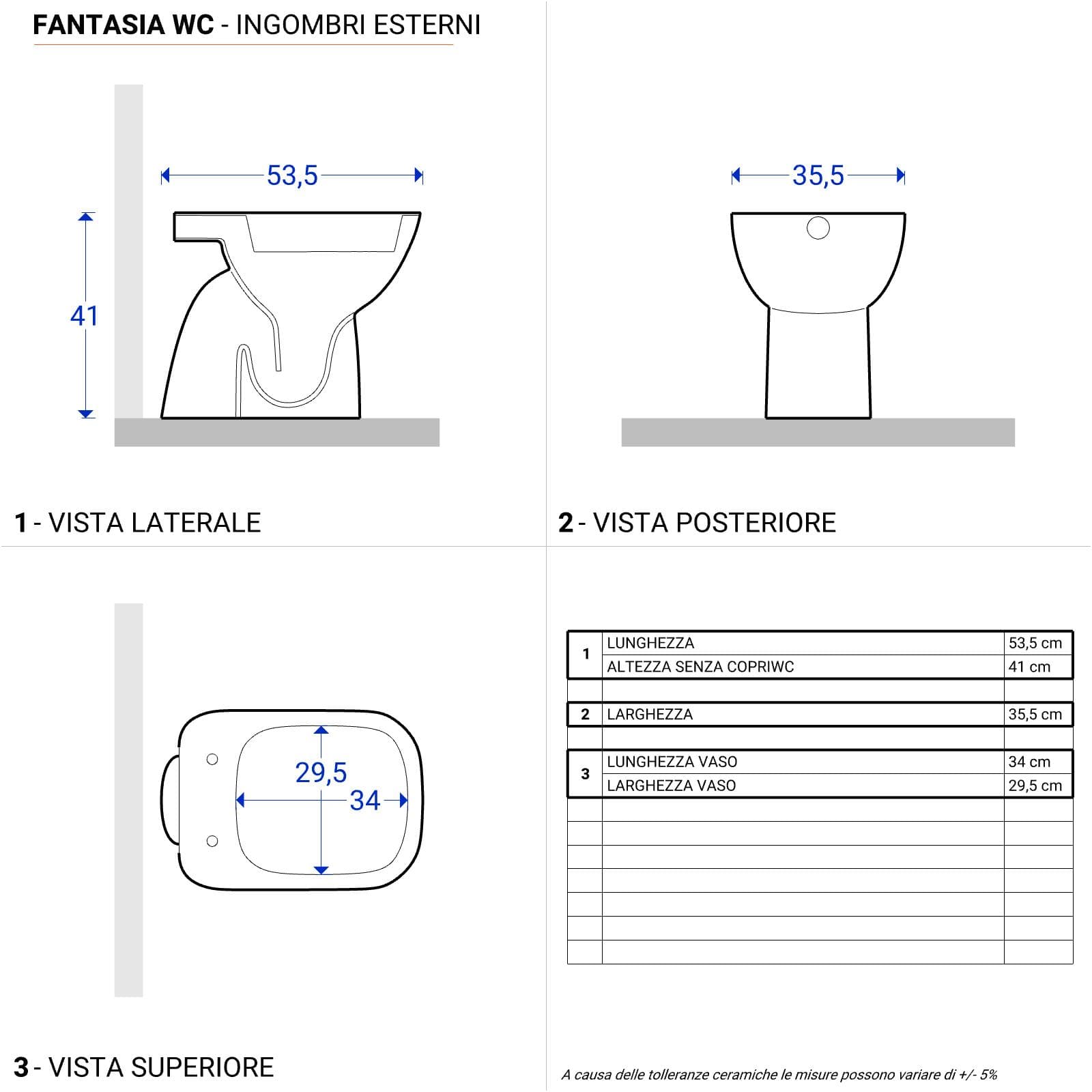 Sanitari a cacciata scarico verticale sedile SoftClose Serie Fantasia - Geberit