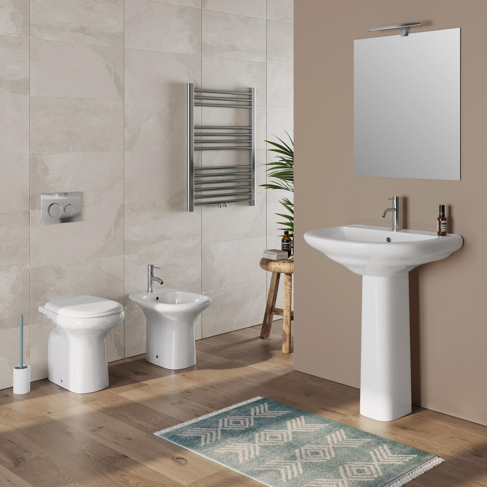 Sanitari a terra bagno serie completa di lavabo a colonna ceramica - Shira