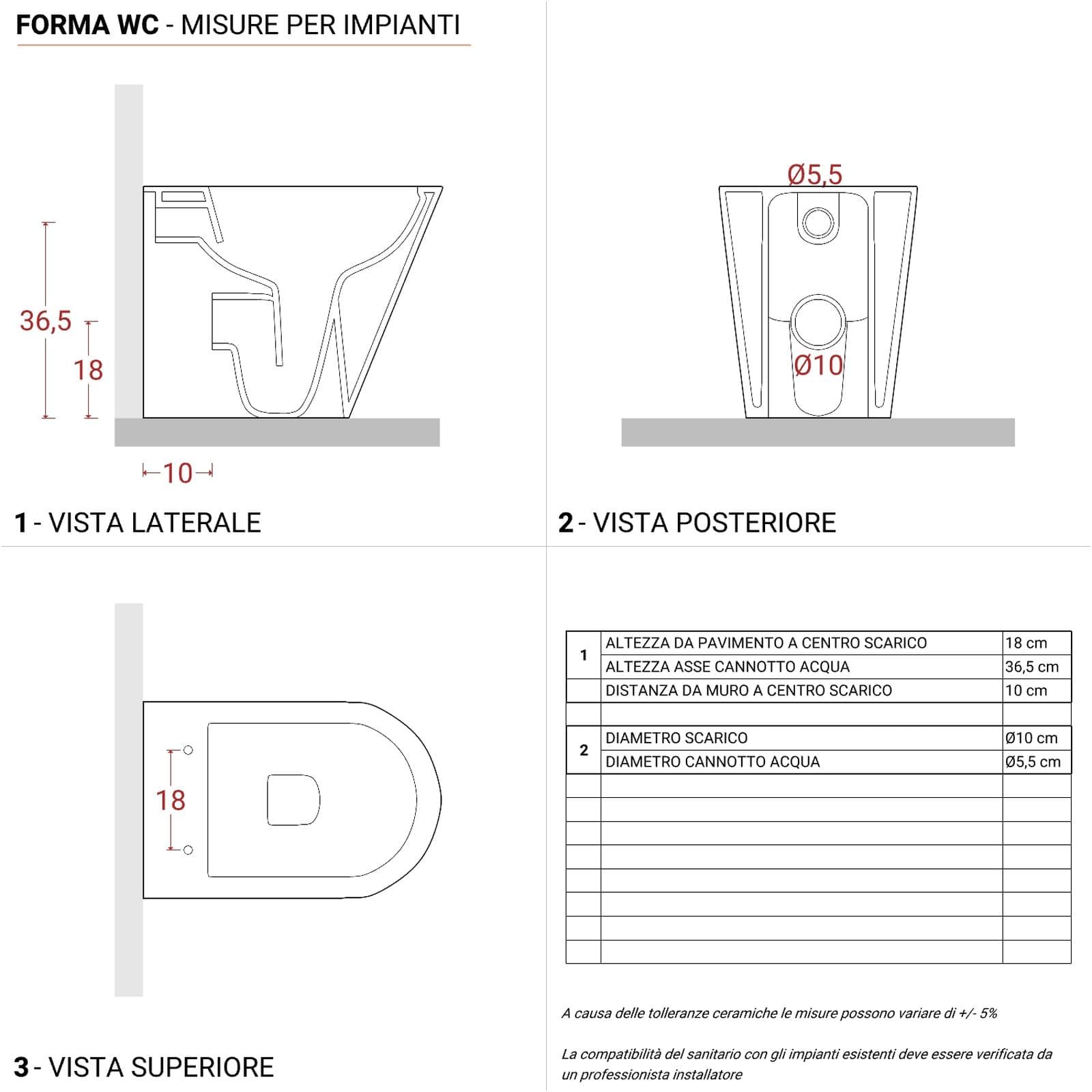 Sanitari a terra filomuro senza brida Forma di Azzurra ceramica sedile slim bianco lucido