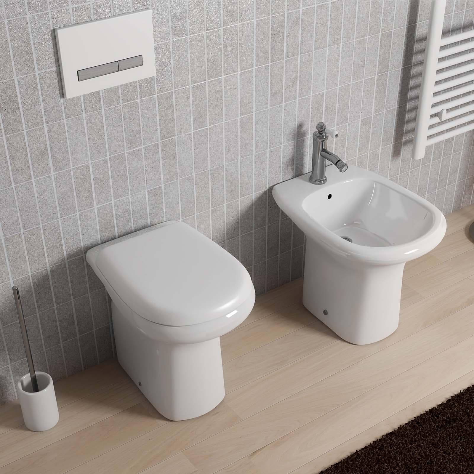 Sanitari a terra in ceramica arredo bagno wc bidet e copriwc - Shira