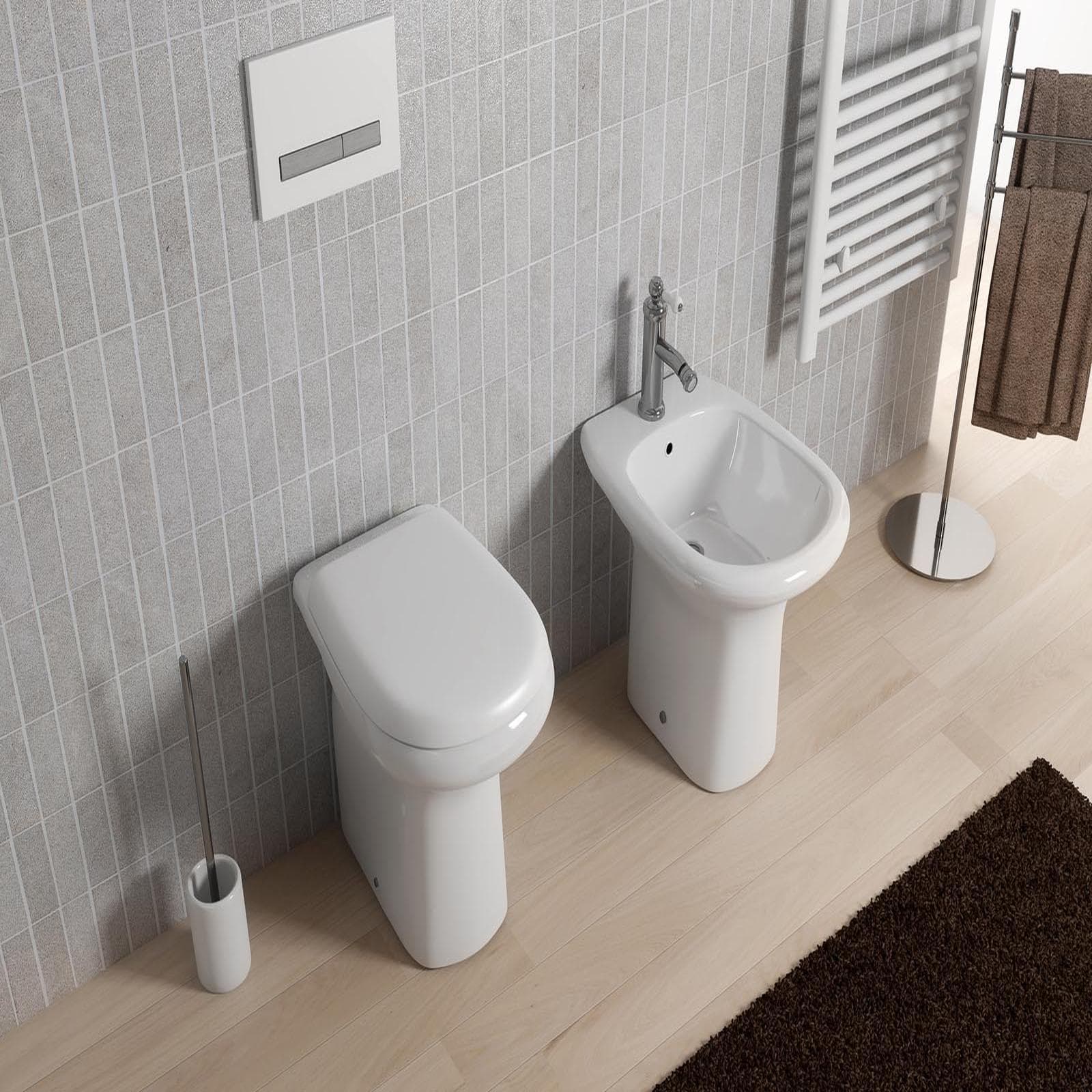 Sanitari a terra in ceramica arredo bagno wc bidet e copriwc - Shira