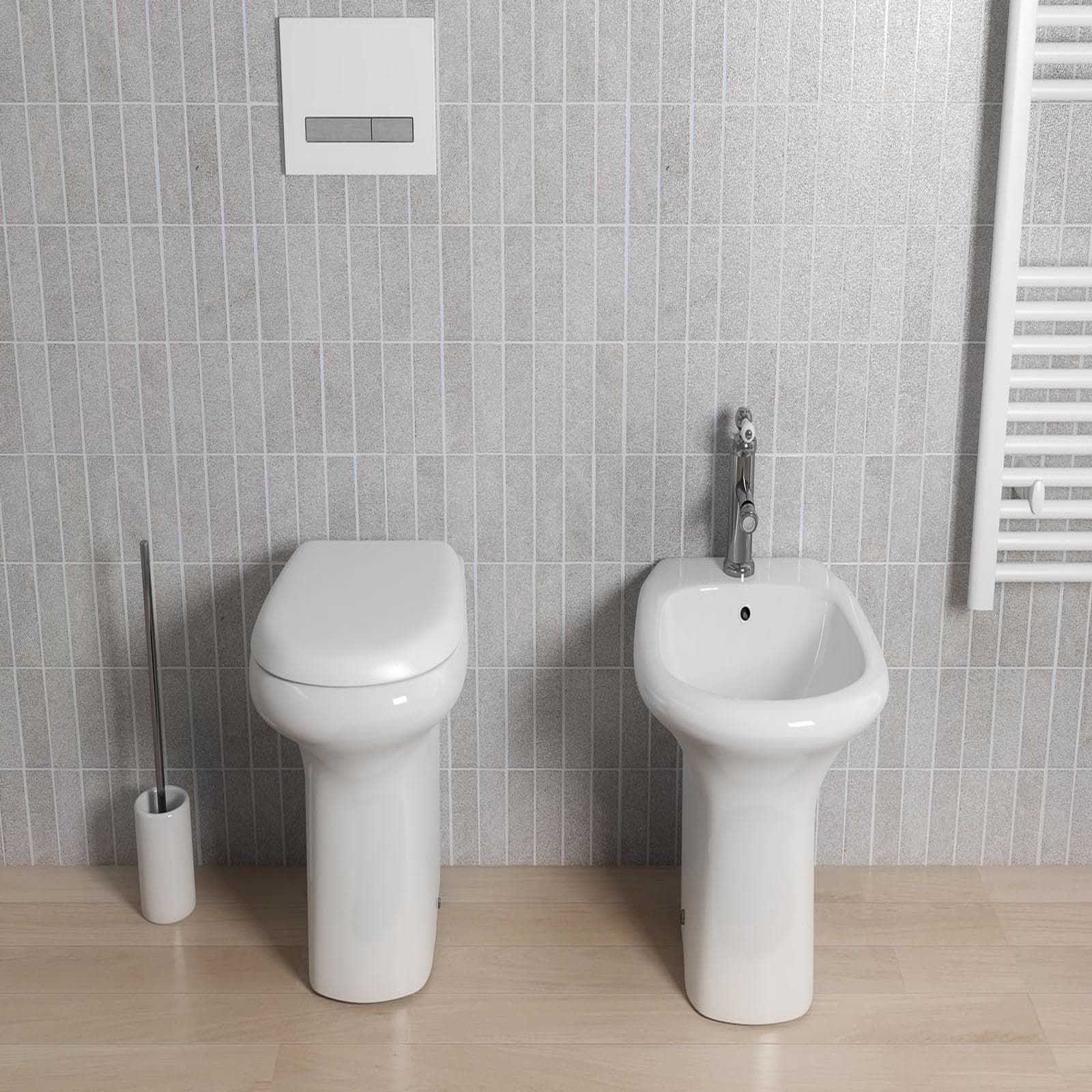 Sanitari a terra in ceramica arredo bagno wc bidet e copriwc - Shira