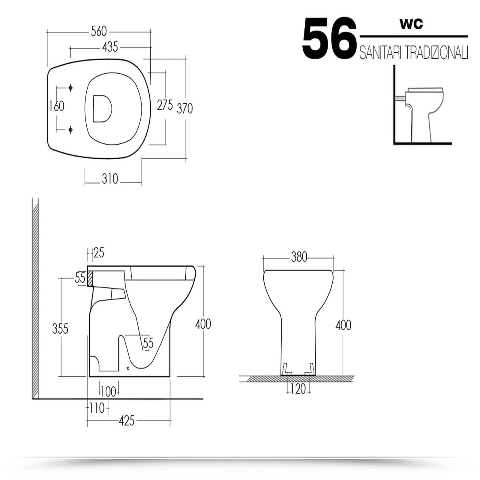 Sanitari a terra in ceramica arredo bagno wc bidet e copriwc - Shira