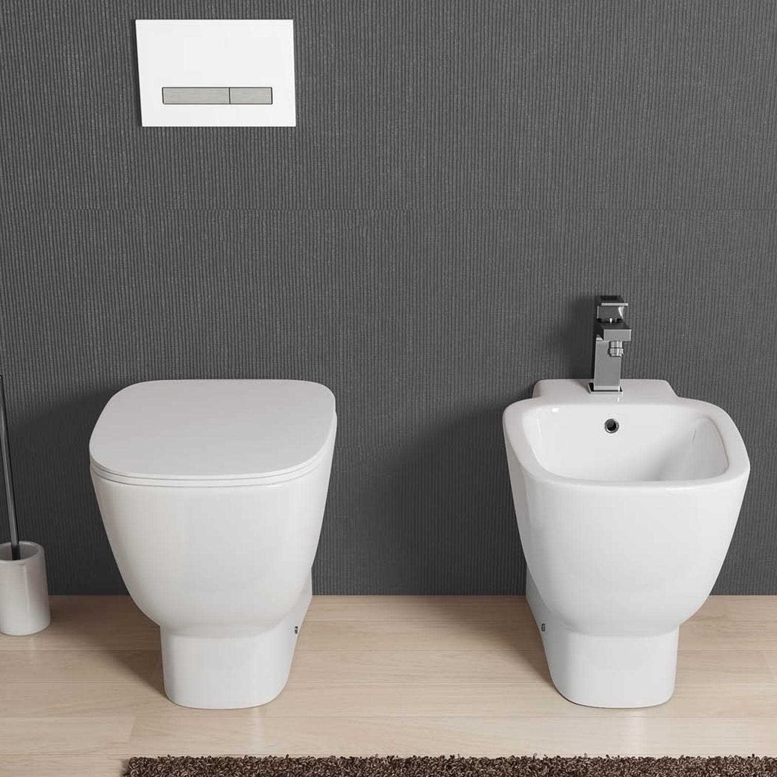 Sanitari filo muro ceramica completi di sedile antiurto soft-close - Kumo