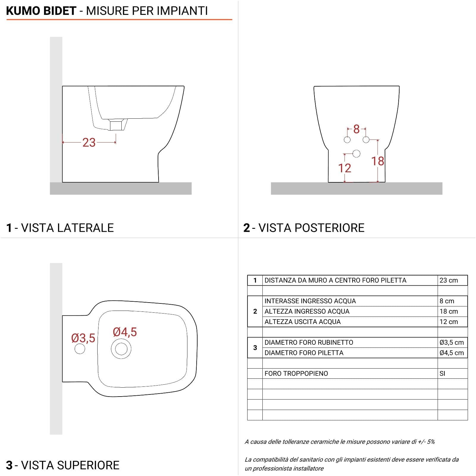 Sanitari filo muro ceramica completi di sedile antiurto soft-close - Kumo