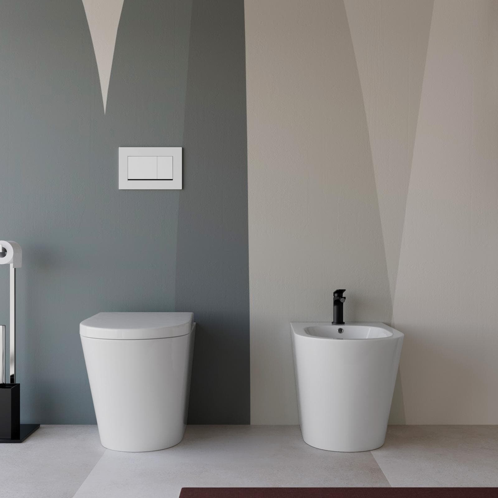 Sanitari filomuro con copriwc Soft-Close in ceramica bianco - Aura