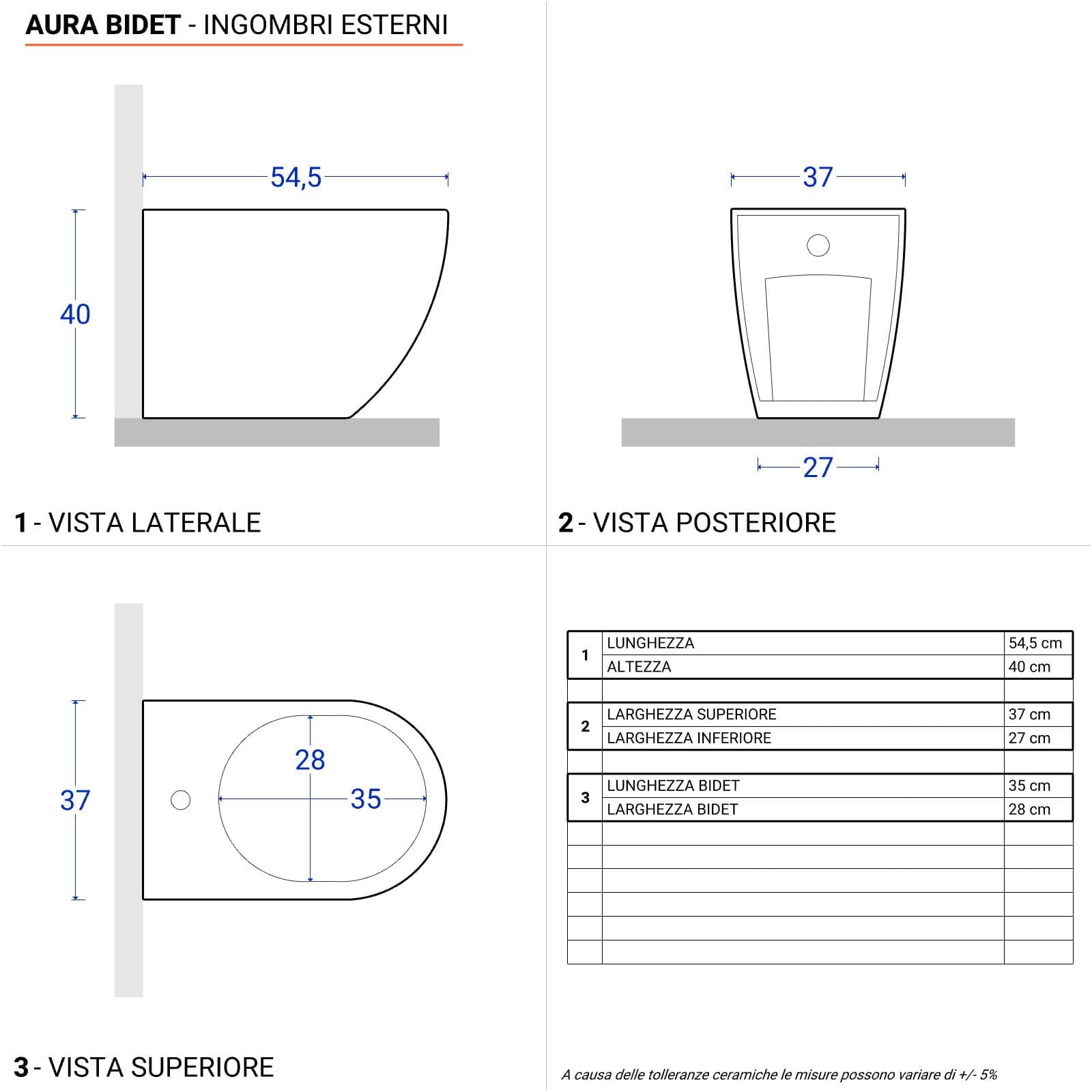 Sanitari filomuro con copriwc Soft-Close in ceramica bianco - Aura