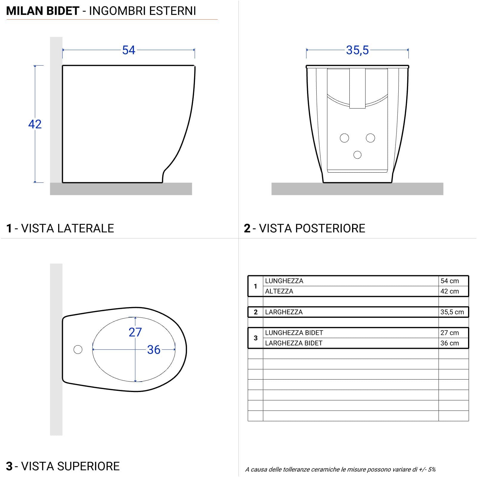 Sanitari filomuro in ceramica bianca e sedile copriwc