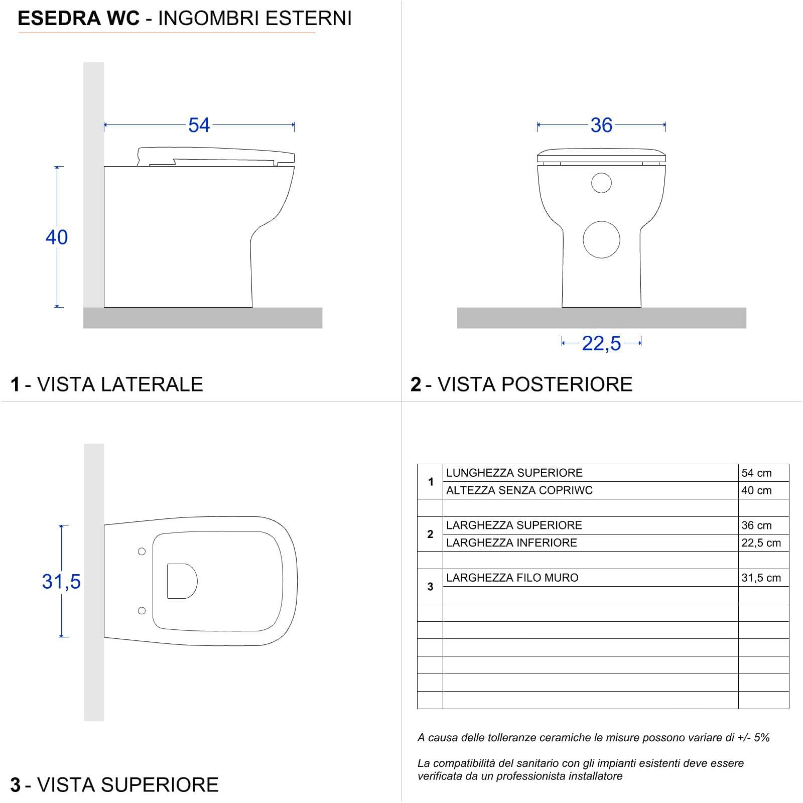 Sanitari filomuro in ceramica con scarico traslato - Esedra di Ideal Standard