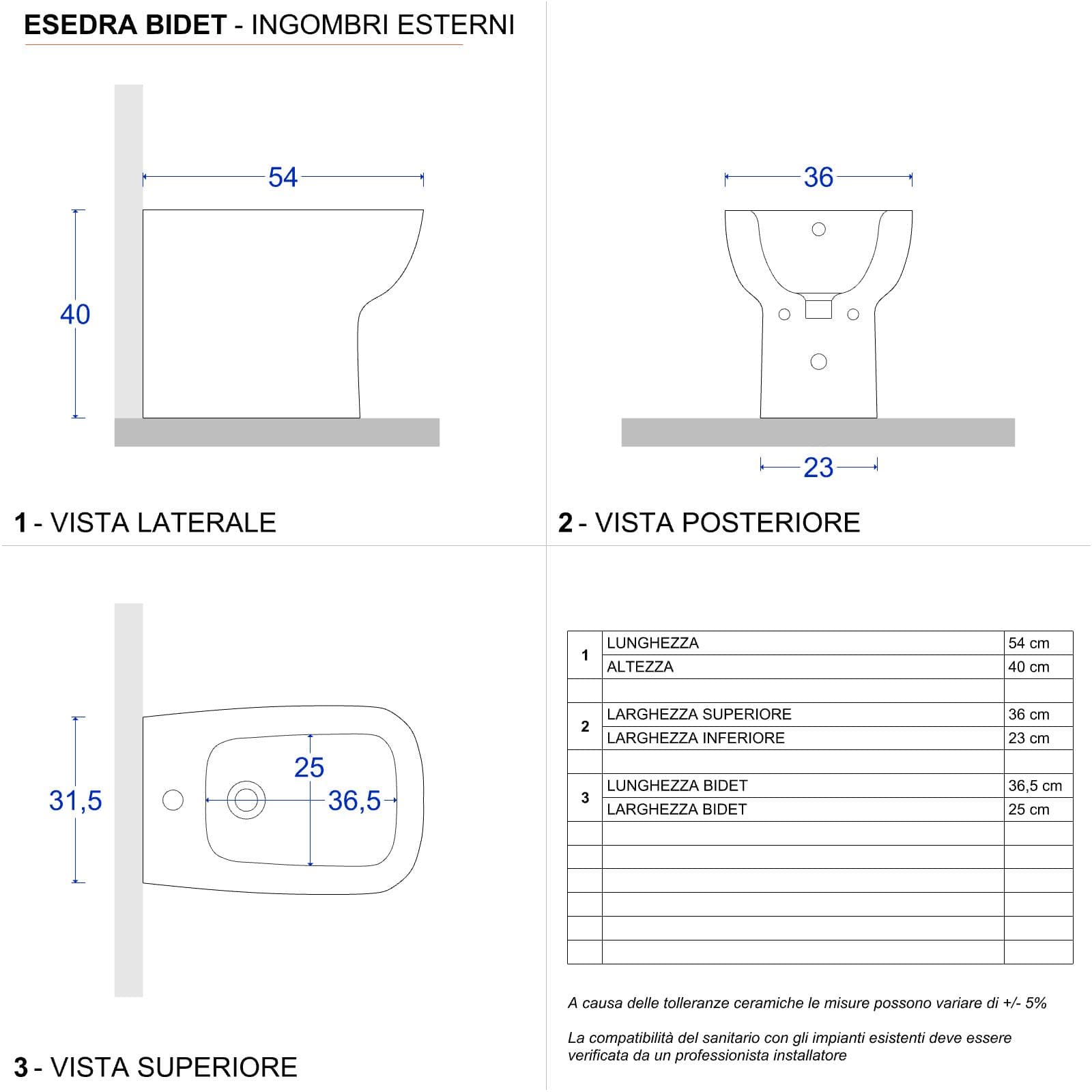 Sanitari filomuro in ceramica con scarico traslato - Esedra di Ideal Standard