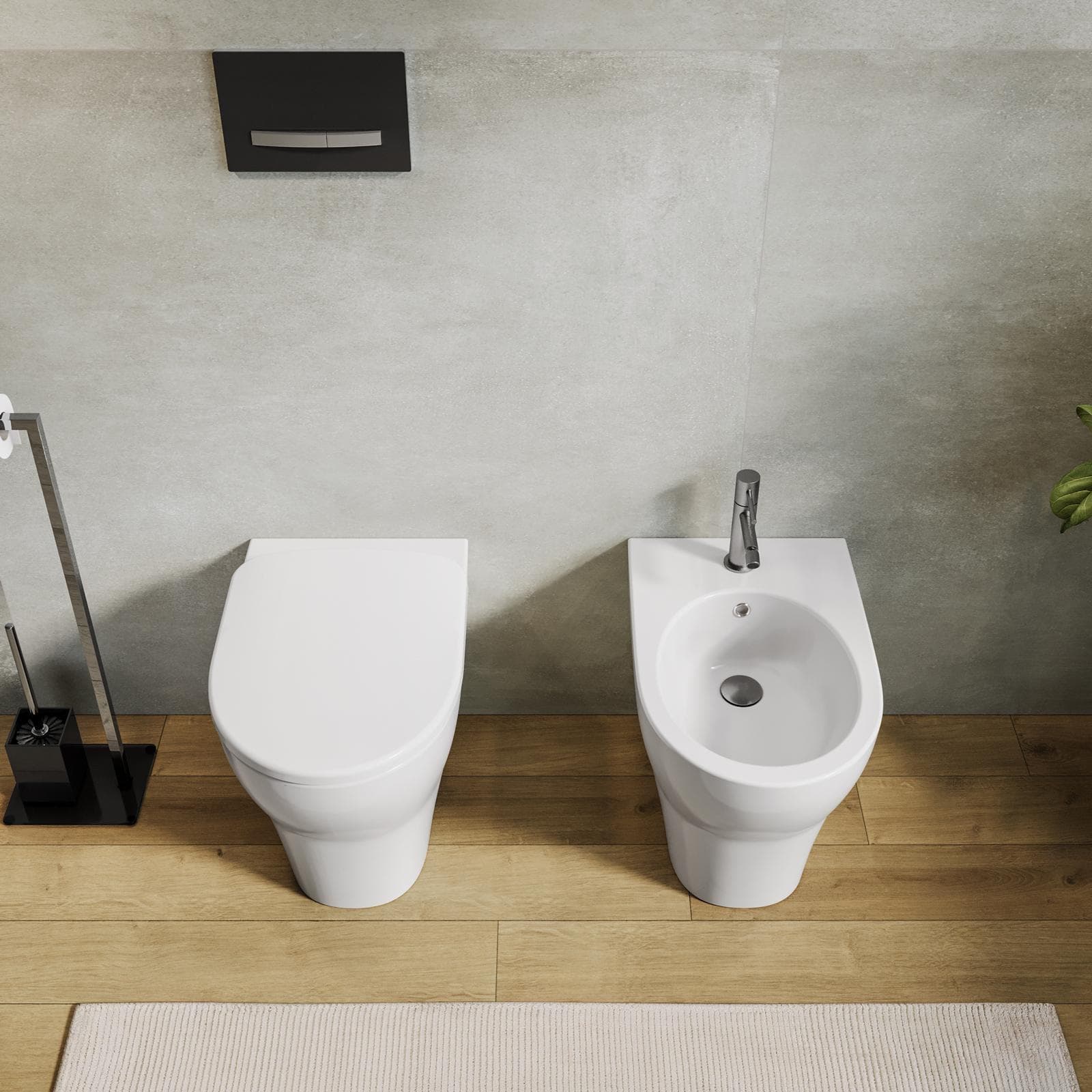 Sanitari filomuro in ceramica con sedile bianco Serie Selnova Premium - Geberit
