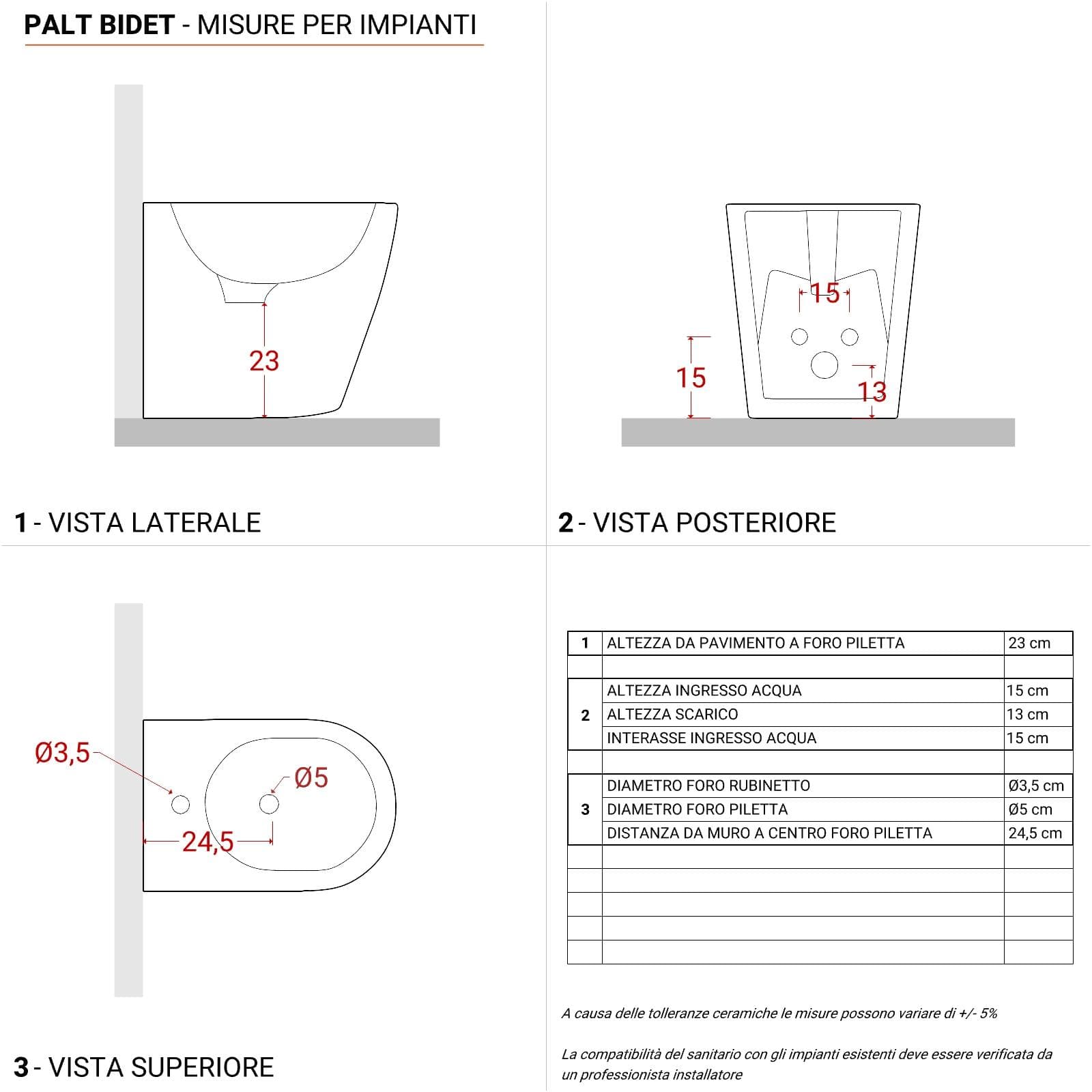 Sanitari filomuro in ceramica con sedile softclose e sgancio rapido - Palt