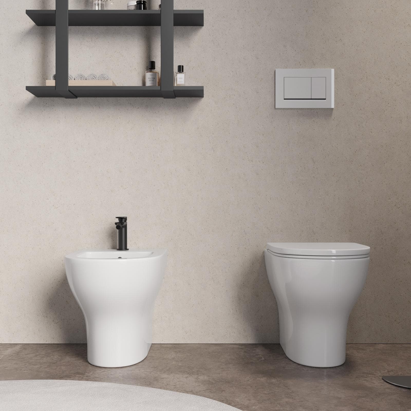 Sanitari filomuro in ceramica lucida con copri wc softclose - Skall