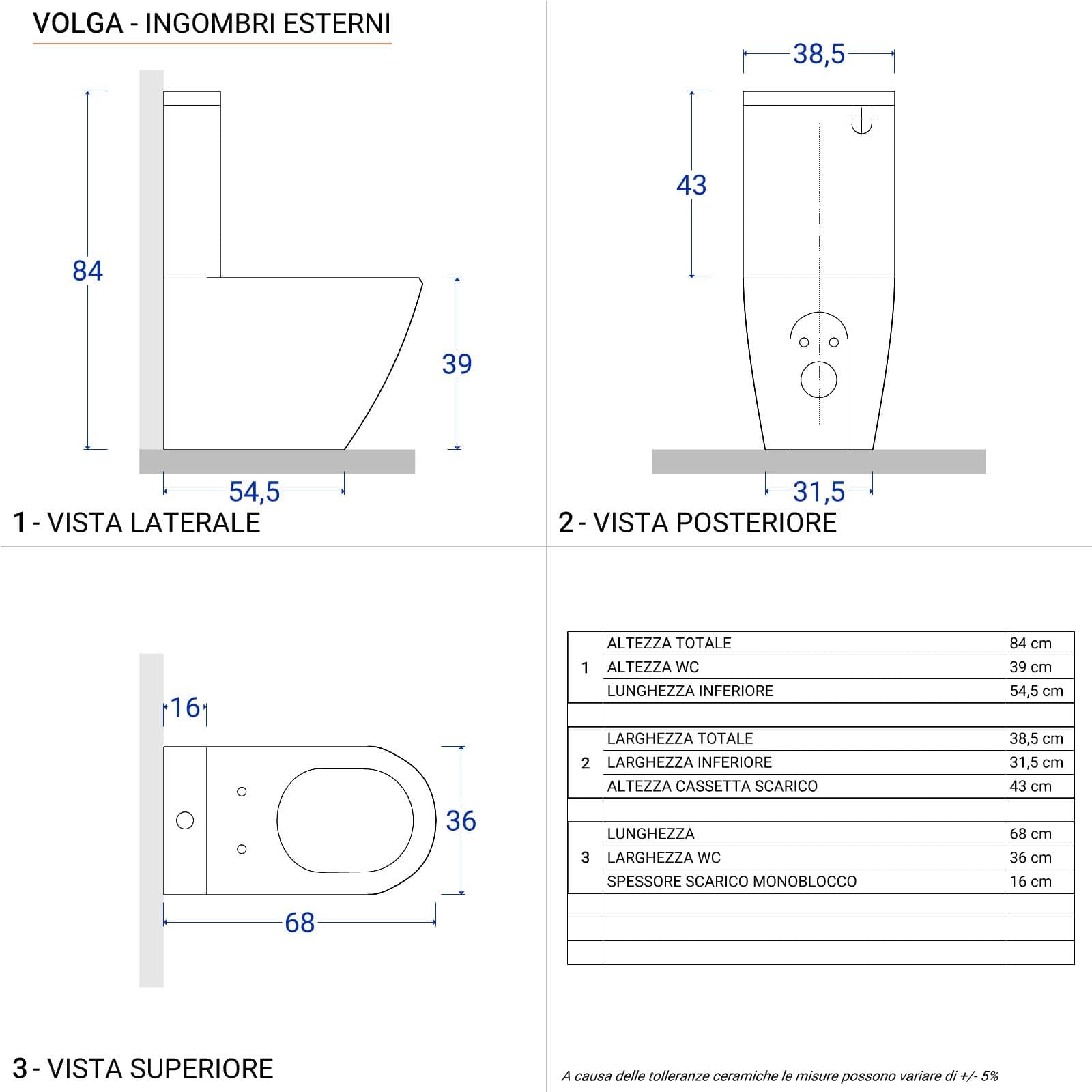Sanitari filomuro monoblocco con copriwc softclose - Volga