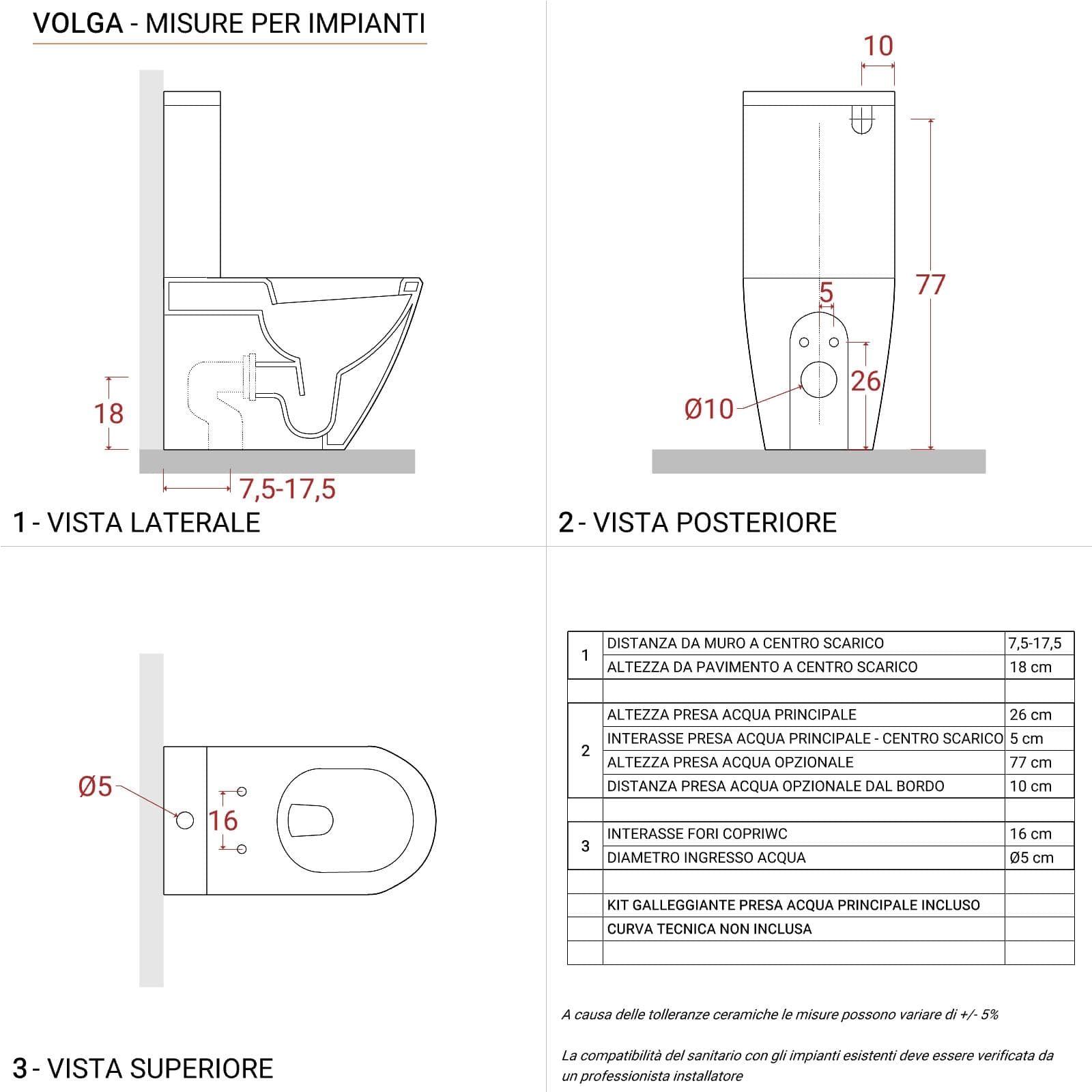 Sanitari filomuro monoblocco con copriwc softclose - Volga
