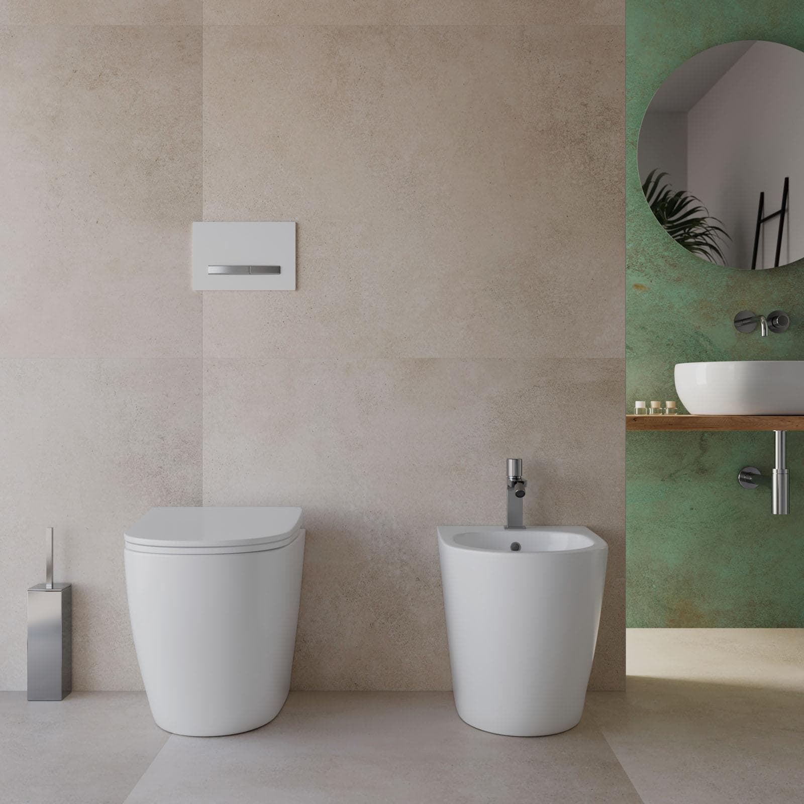 Sanitari filomuro in ceramica a risparmio idrico con sedile SoftClose - Nadir