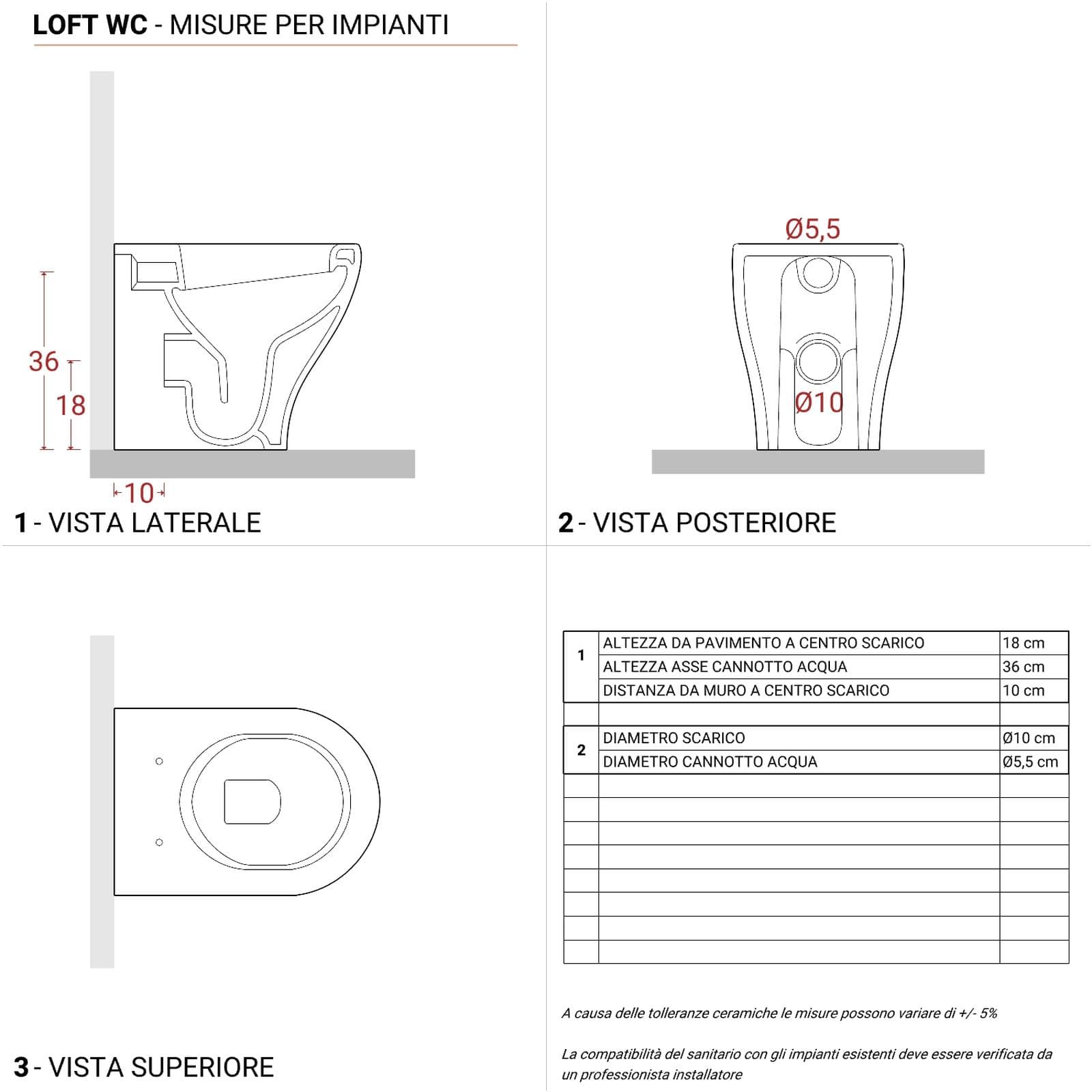 Sanitari filomuro rimless in ceramica bianca con sedile copriwc slim soft-close