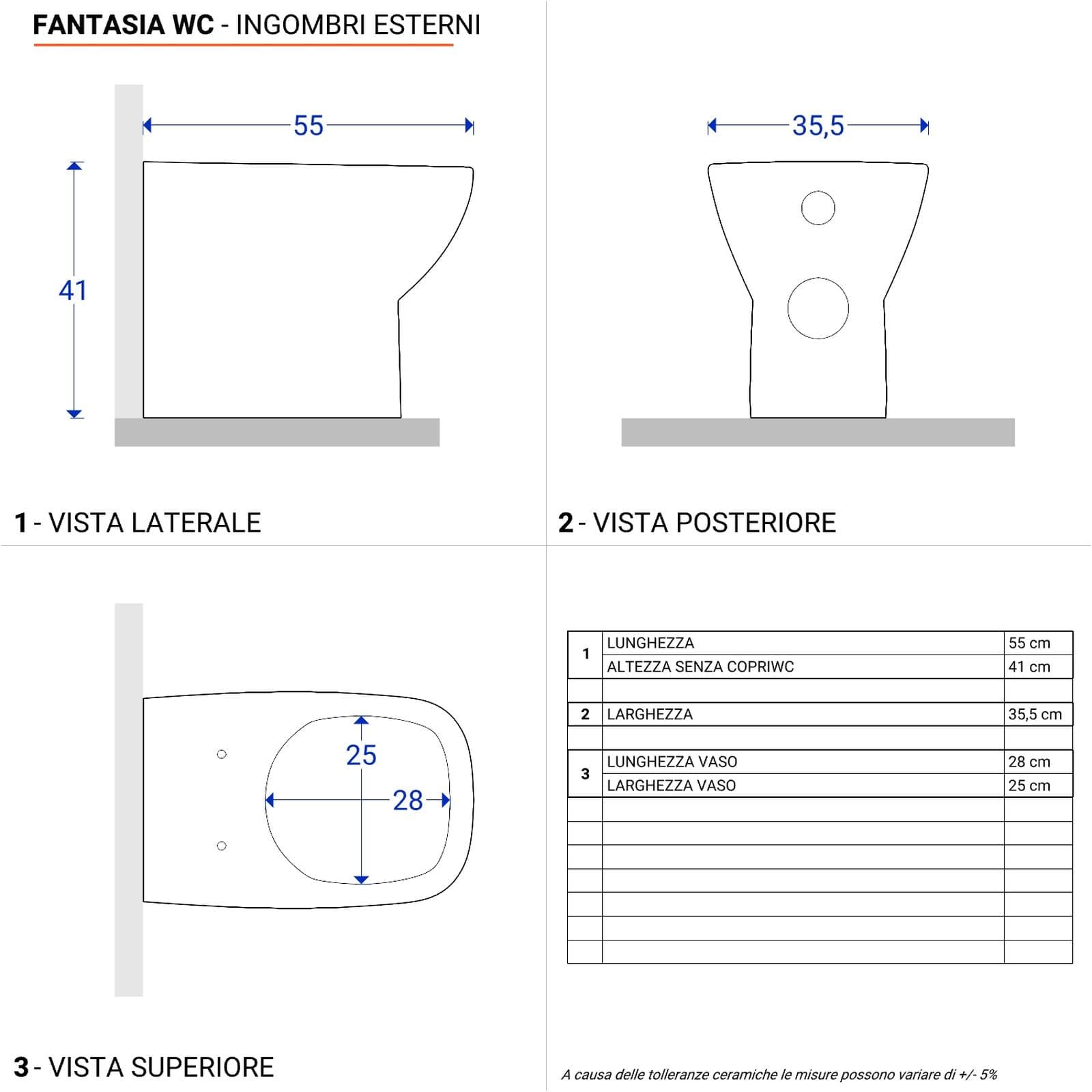 Sanitari filomuro scarico orizzontale o verticale Serie Fantasia - Geberit