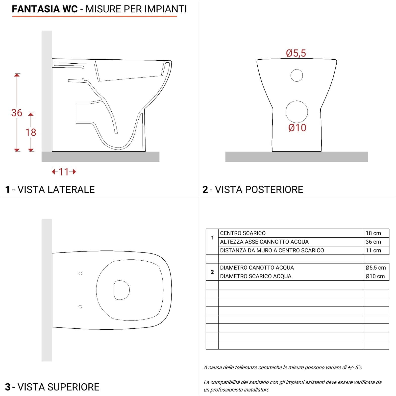 Sanitari filomuro scarico orizzontale o verticale Serie Fantasia - Geberit