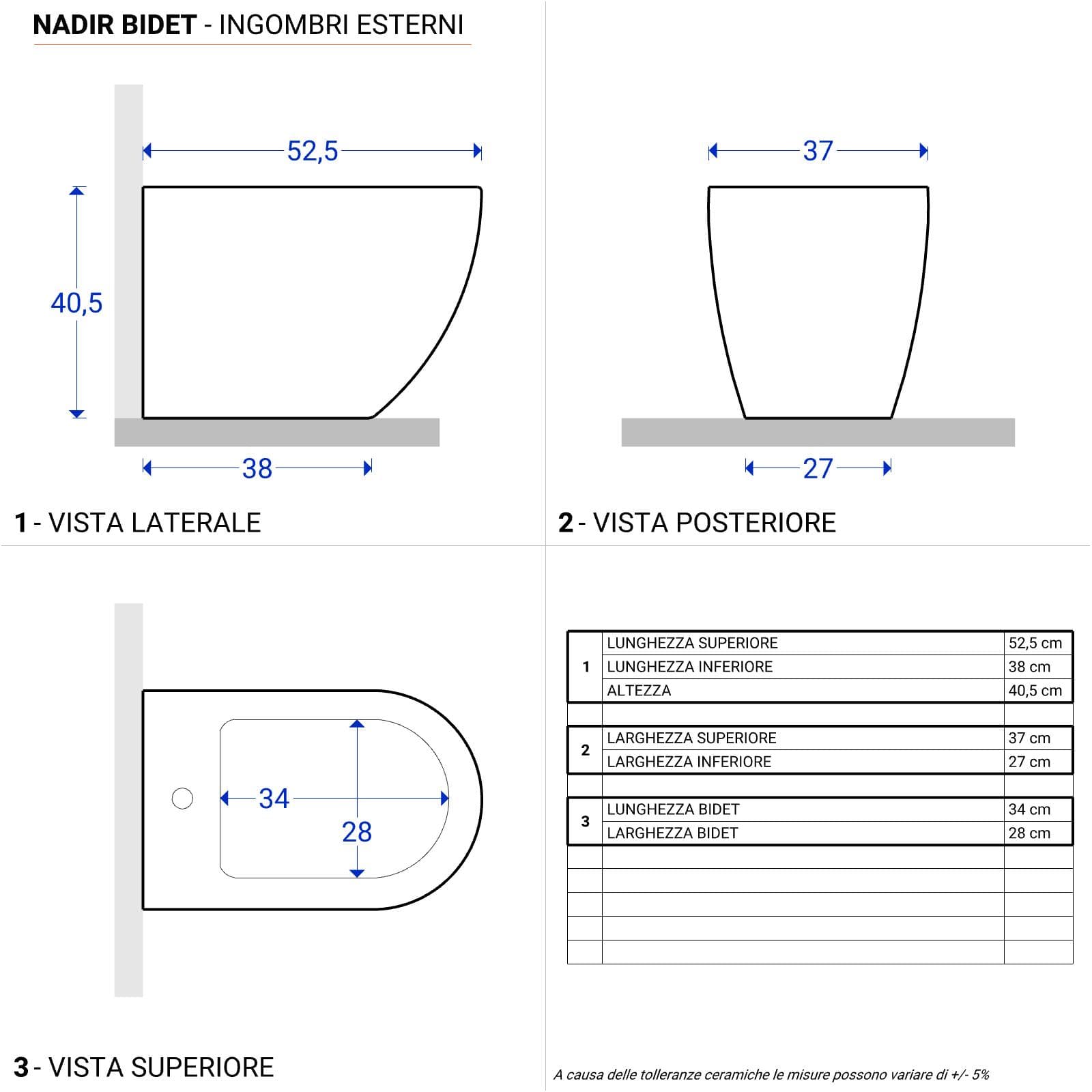 Sanitari filomuro vaso monoblocco sedile SoftClose ceramica bianco lucido - Nadir