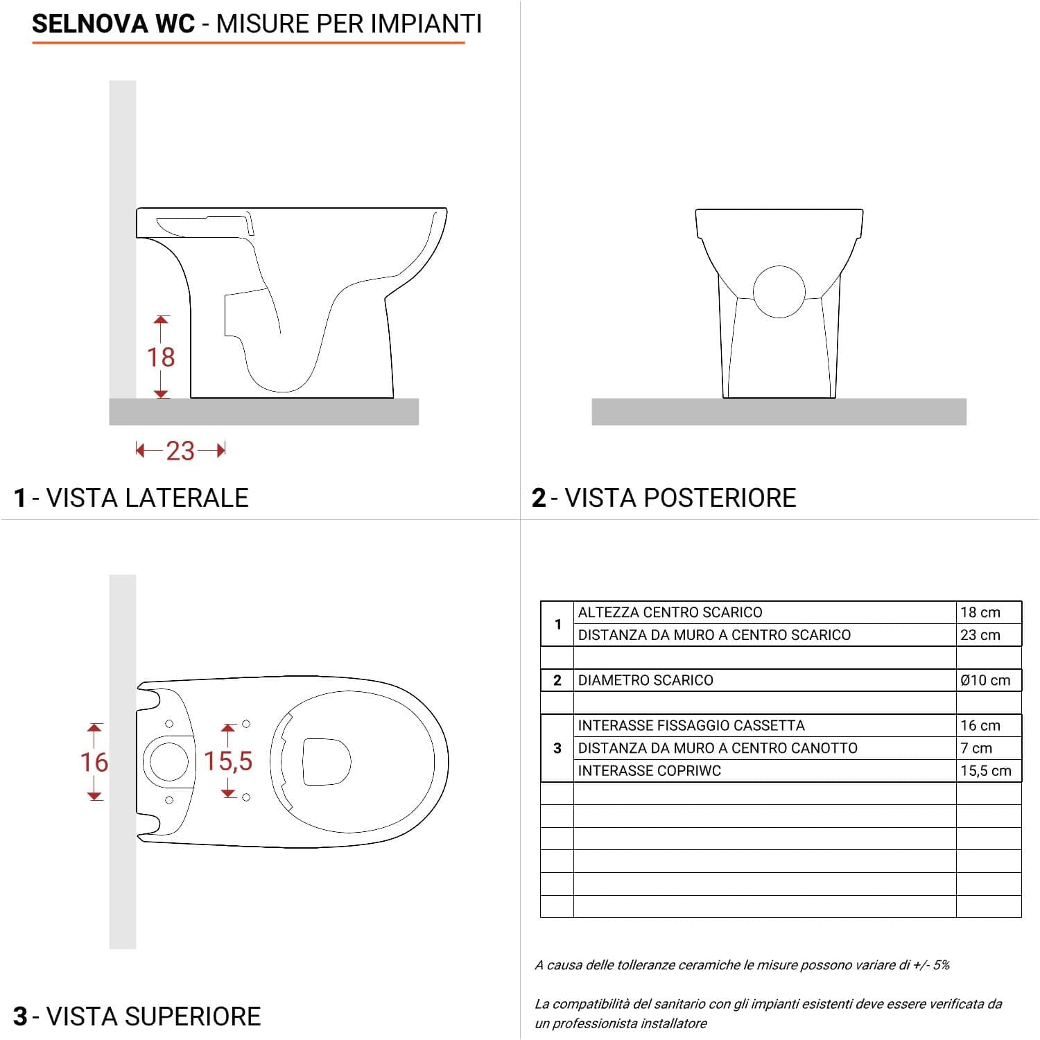 Sanitari monoblocco a cacciata rimfree allaccio inferiore Serie Selnova - Geberit